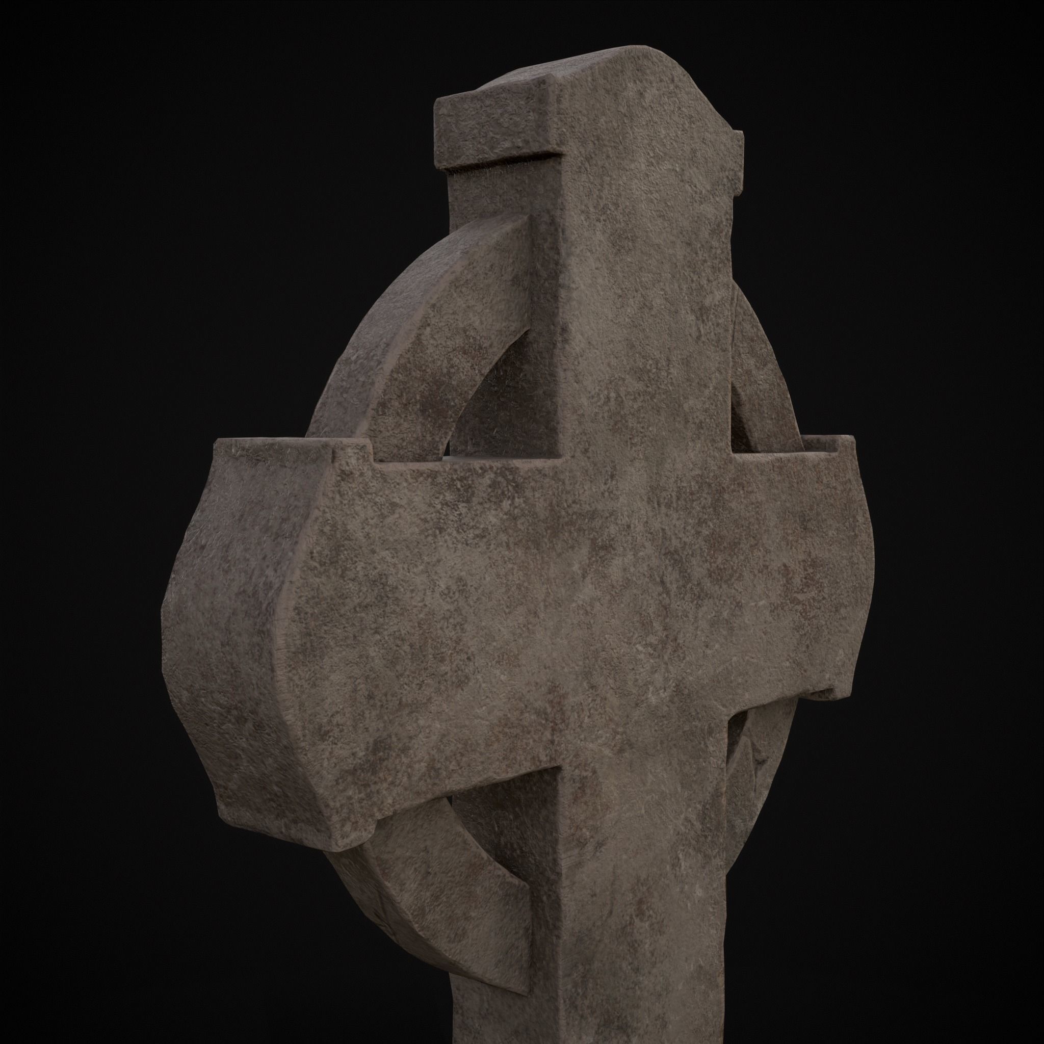Large Celtic Style Cross Grave Stone Low-poly 3D model_21