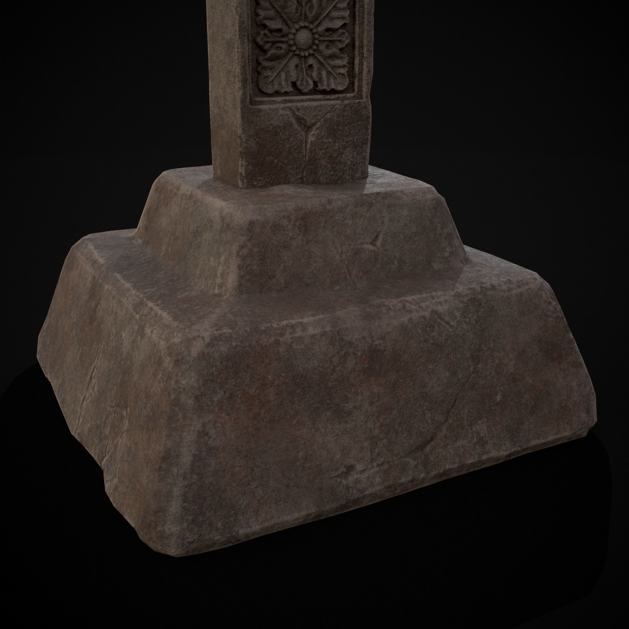 Large Celtic Style Cross Grave Stone Low-poly 3D model_9