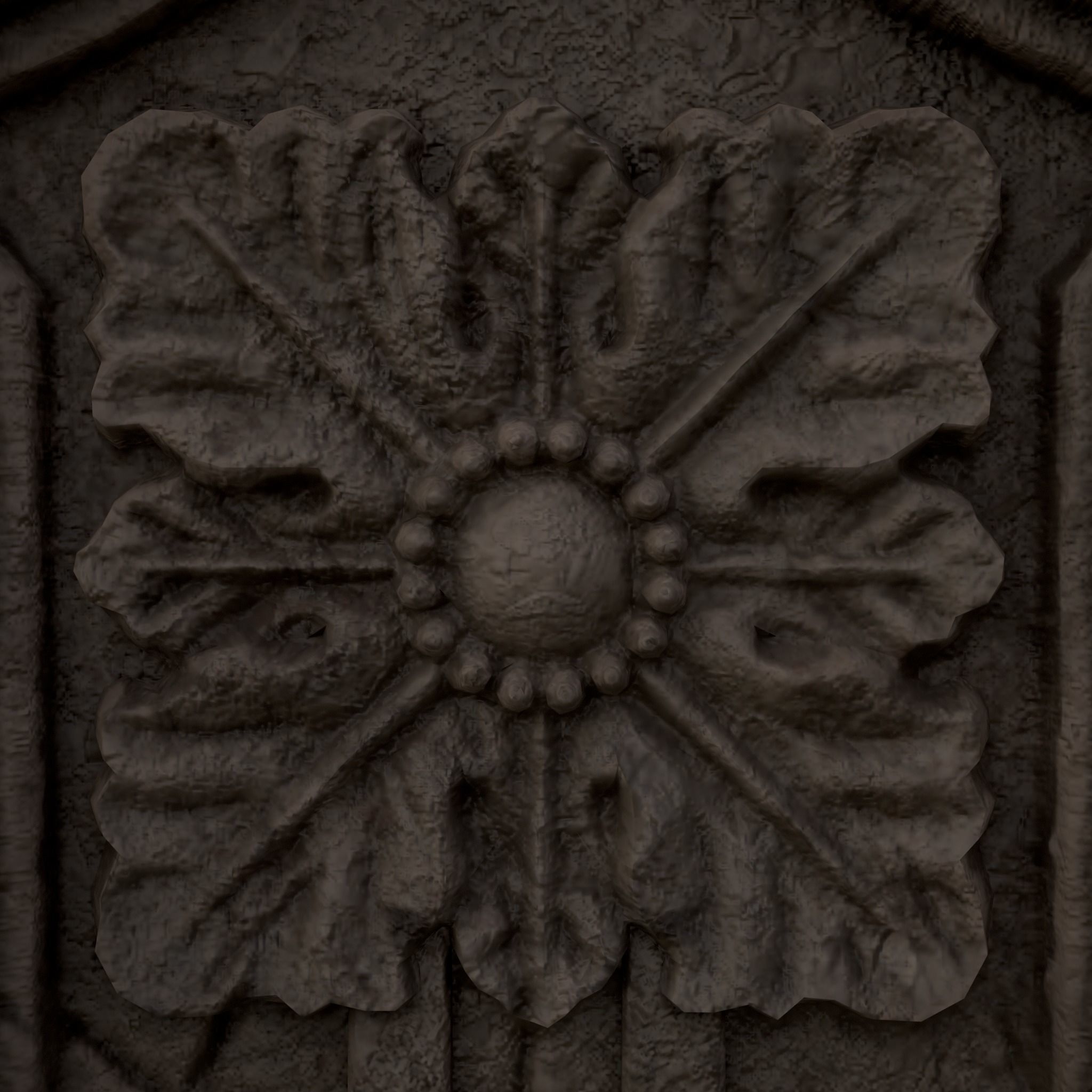 Large Celtic Style Cross Grave Stone Low-poly 3D model_17