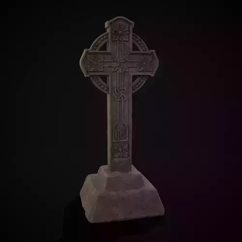 Large Celtic Style Cross Grave Stone Low-poly 3D model