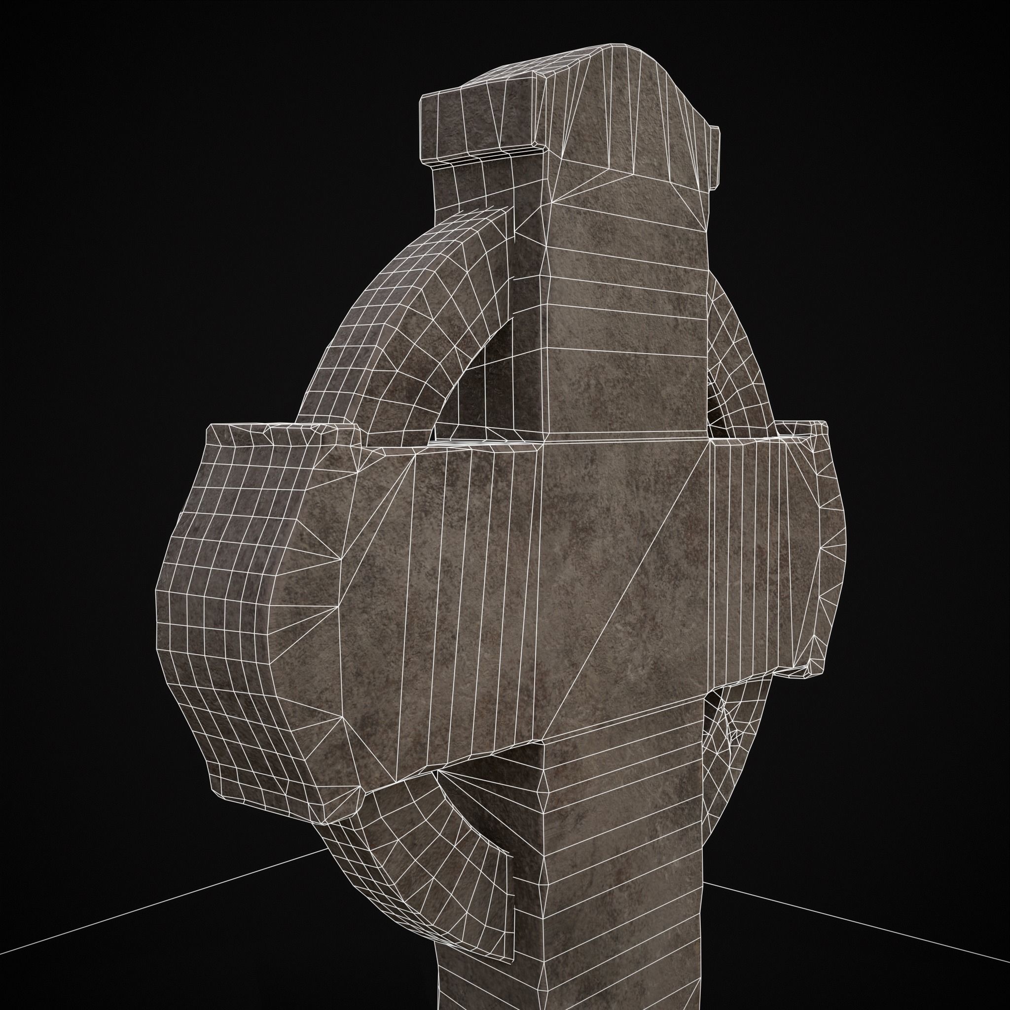 Large Celtic Style Cross Grave Stone Low-poly 3D model_22