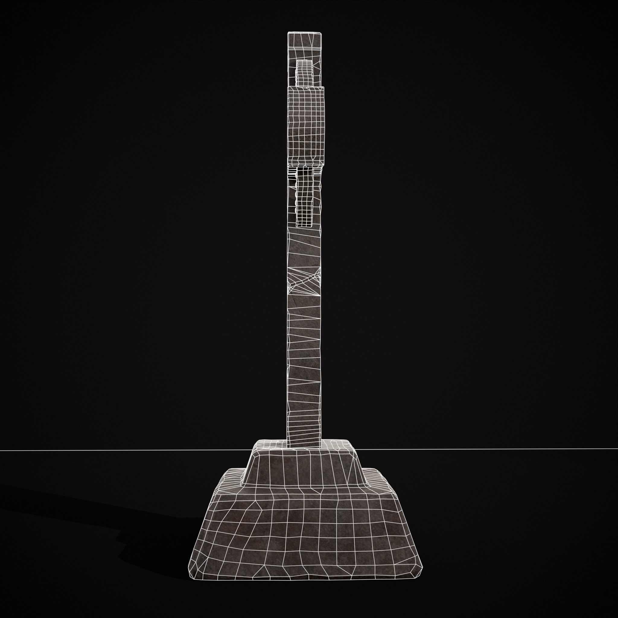 Large Celtic Style Cross Grave Stone Low-poly 3D model_30