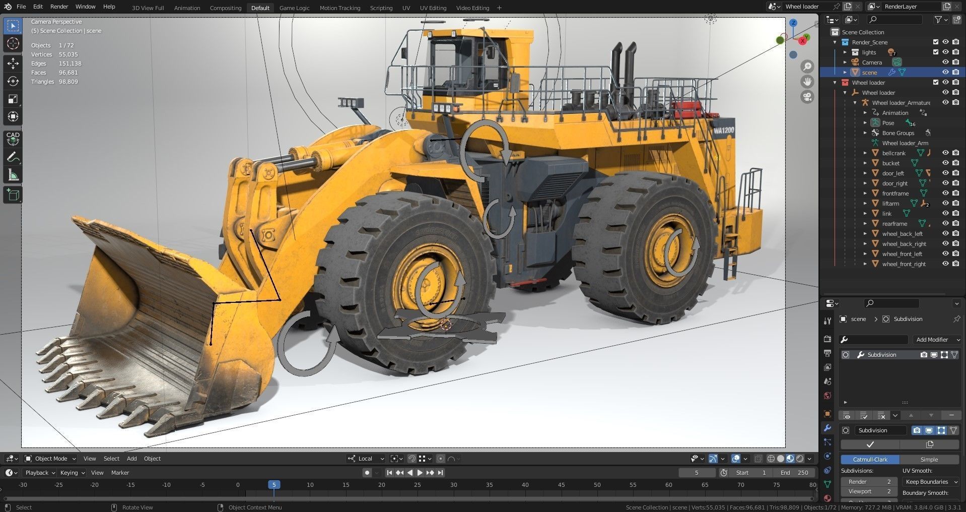 Wheel Loader Rigged Low-poly 3D model_28