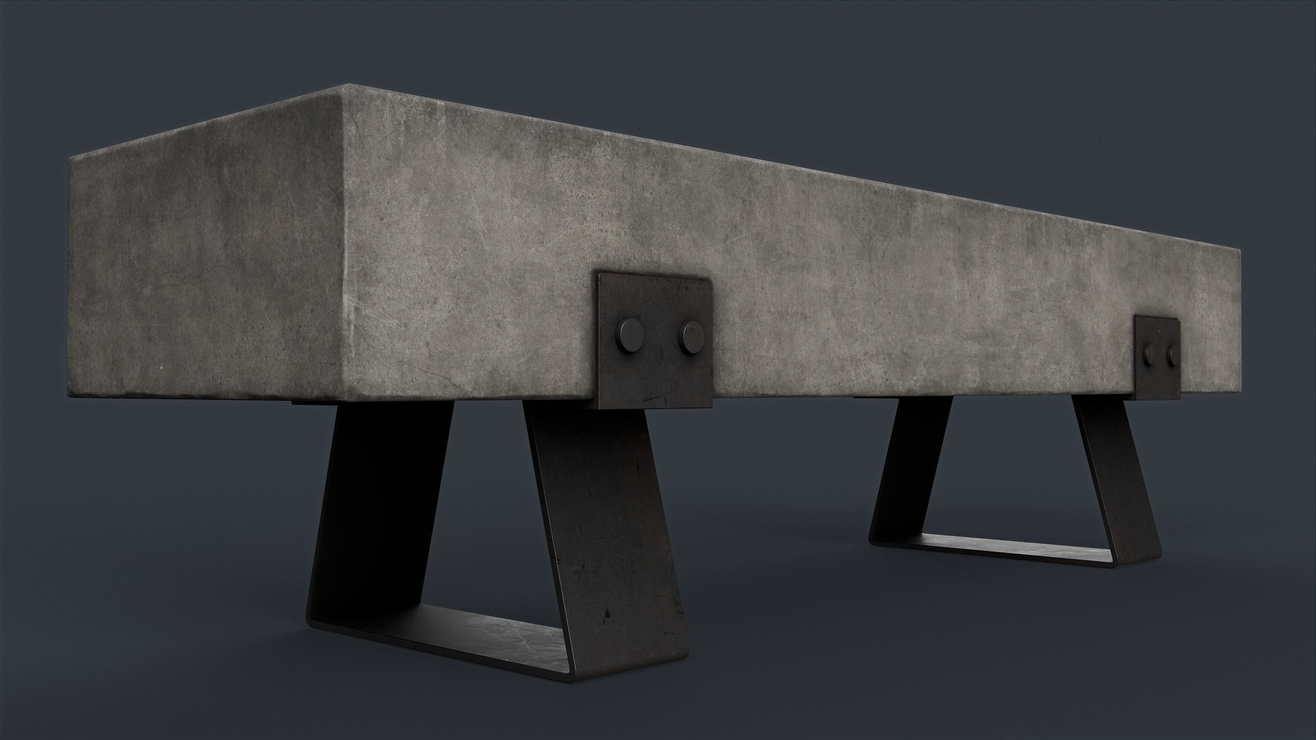 Modern Outdoor Bench 80 PBR Game Ready Low-poly 3D model_3