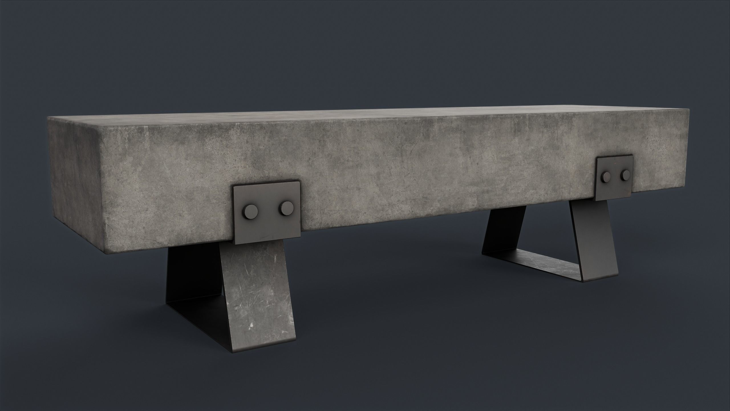Modern Outdoor Bench 80 PBR Game Ready Low-poly 3D model_2