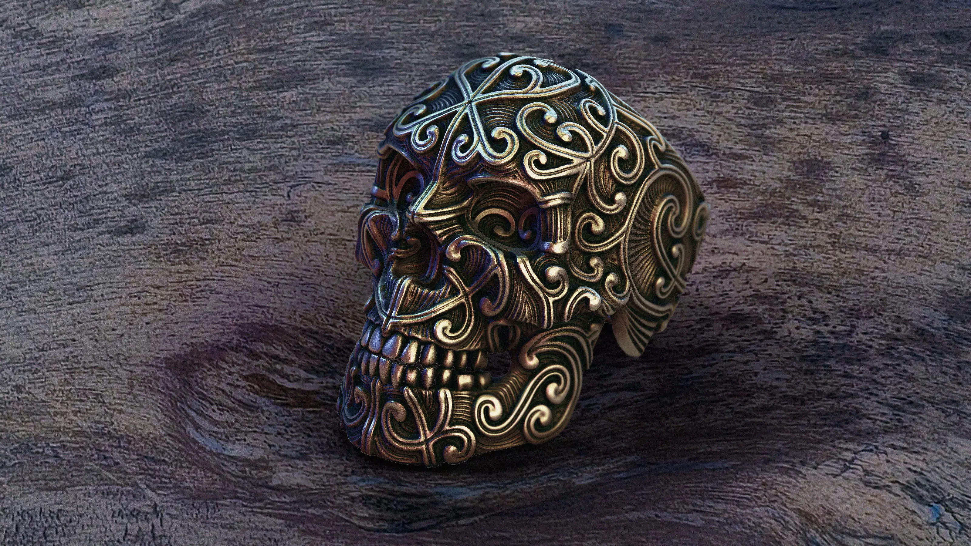 skull ring 3D print model_0