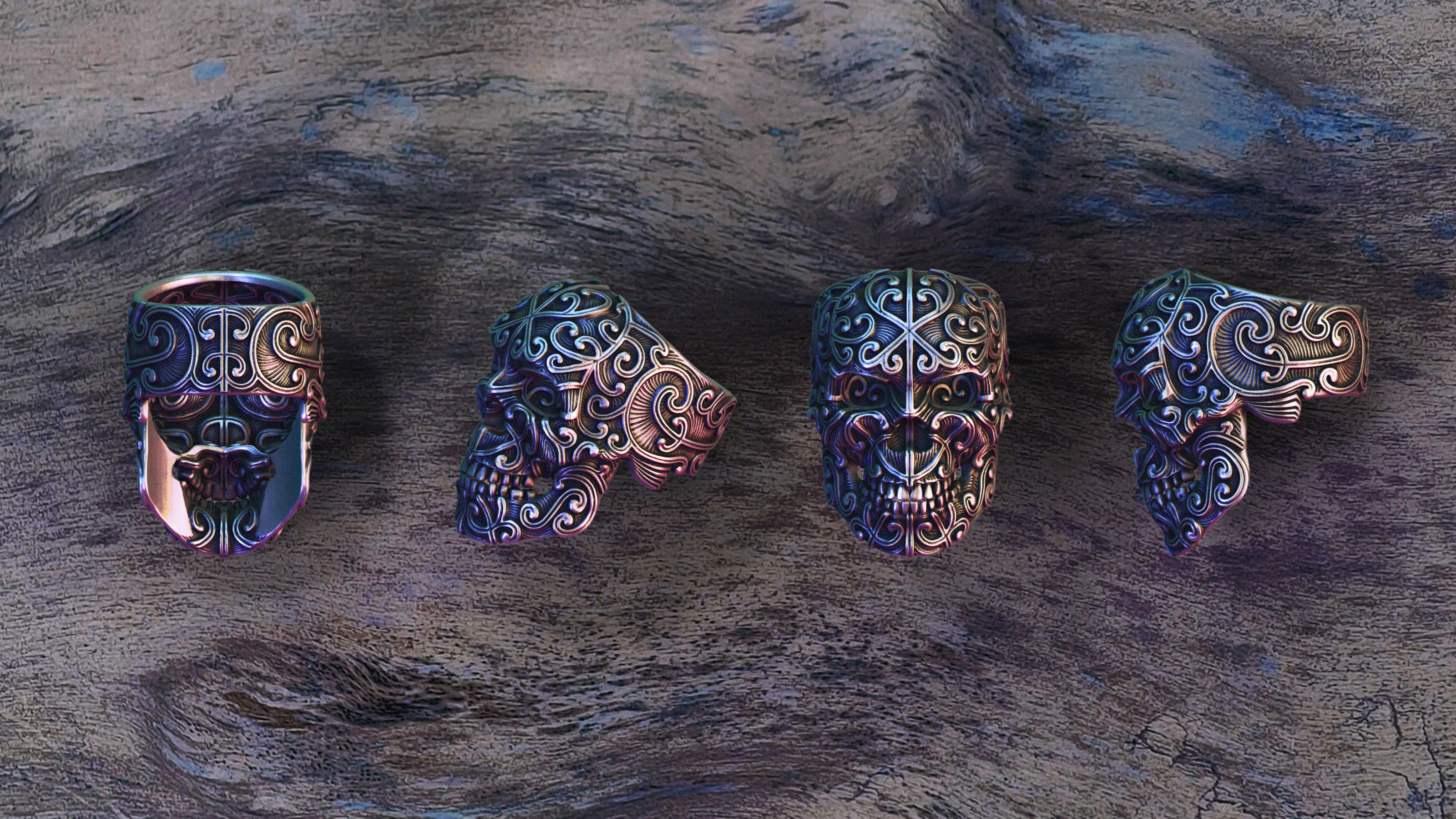 skull ring 3D print model_2