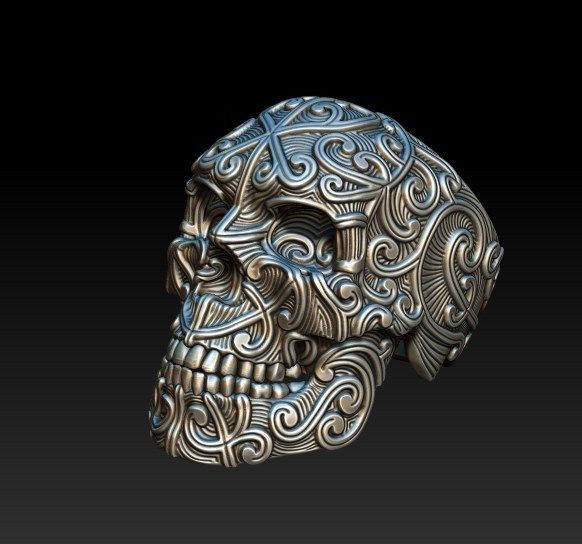 skull ring 3D print model_4