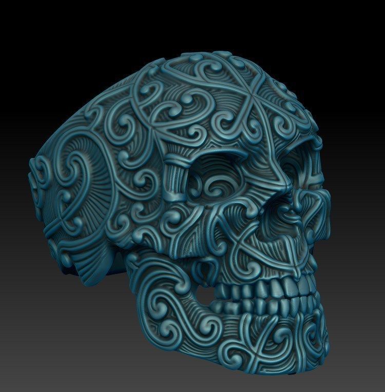 skull ring 3D print model_5