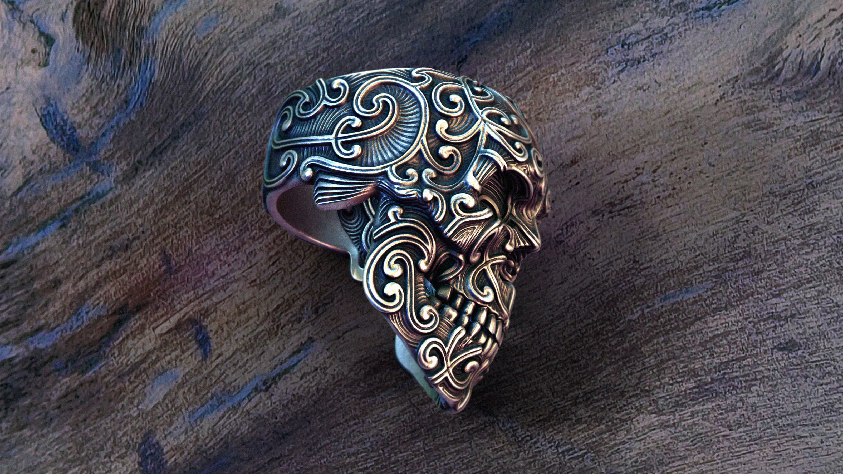 skull ring 3D print model_3