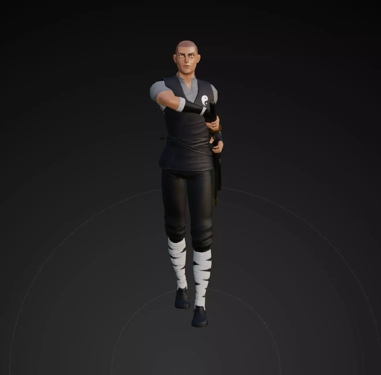 Samurai monk -  PBR Low Poly Character  Free low-poly 3D model_0