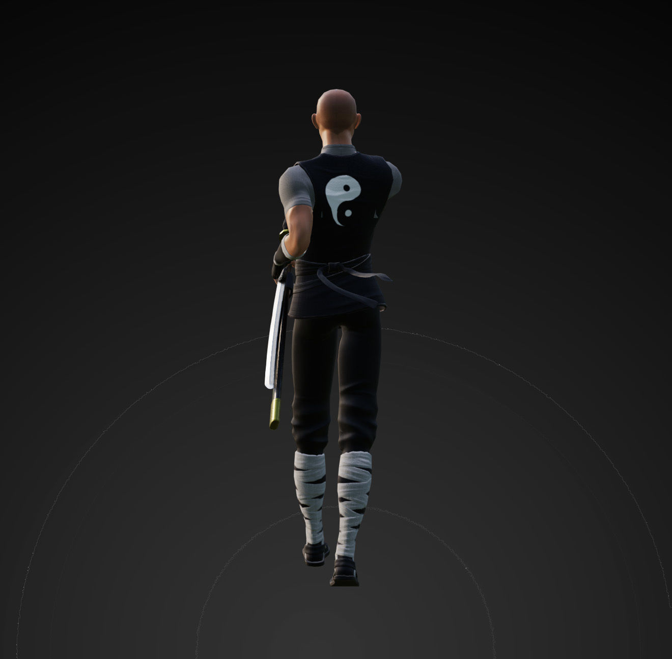 Samurai monk -  PBR Low Poly Character  Free low-poly 3D model_5