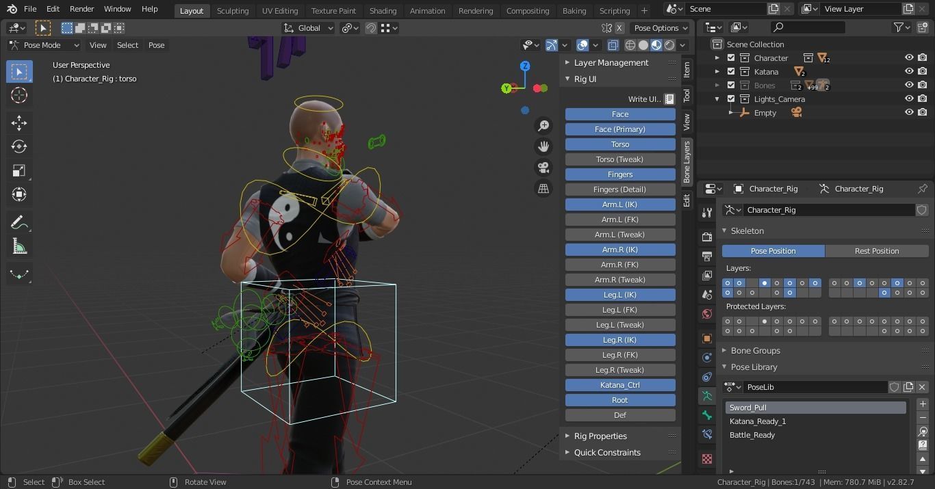 Samurai monk -  PBR Low Poly Character  Free low-poly 3D model_8