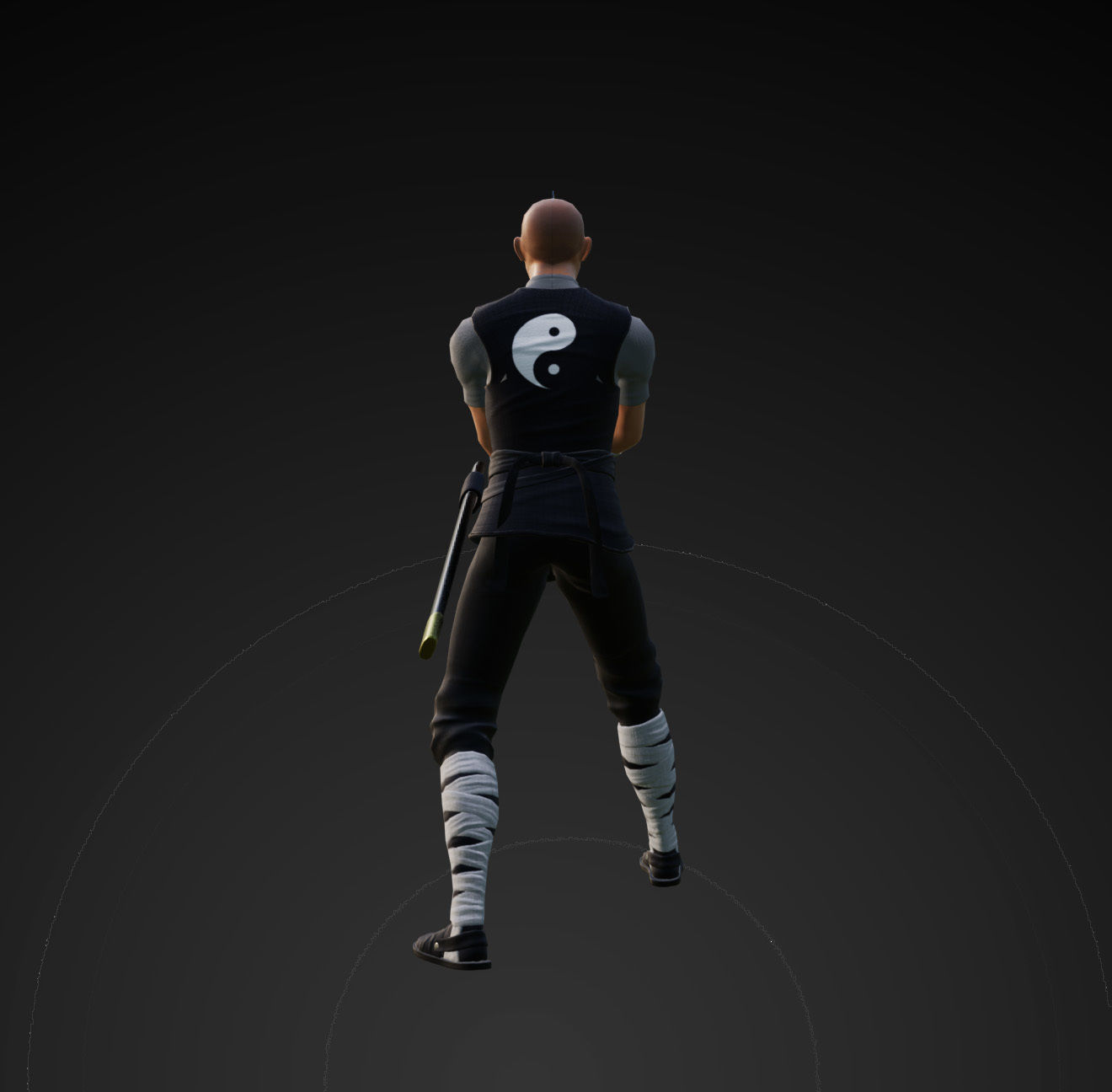 Samurai monk -  PBR Low Poly Character  Free low-poly 3D model_4