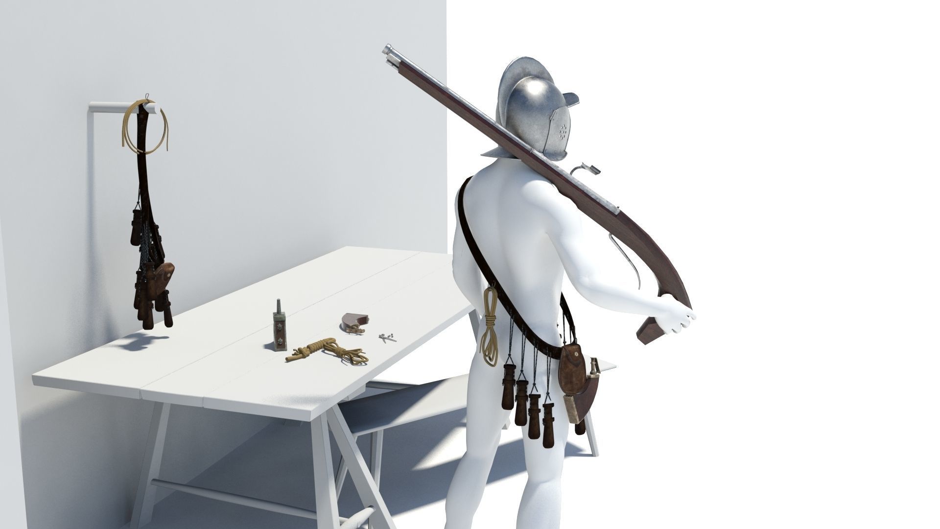 16th century Harquebusier equipment 3D Model Collection_2