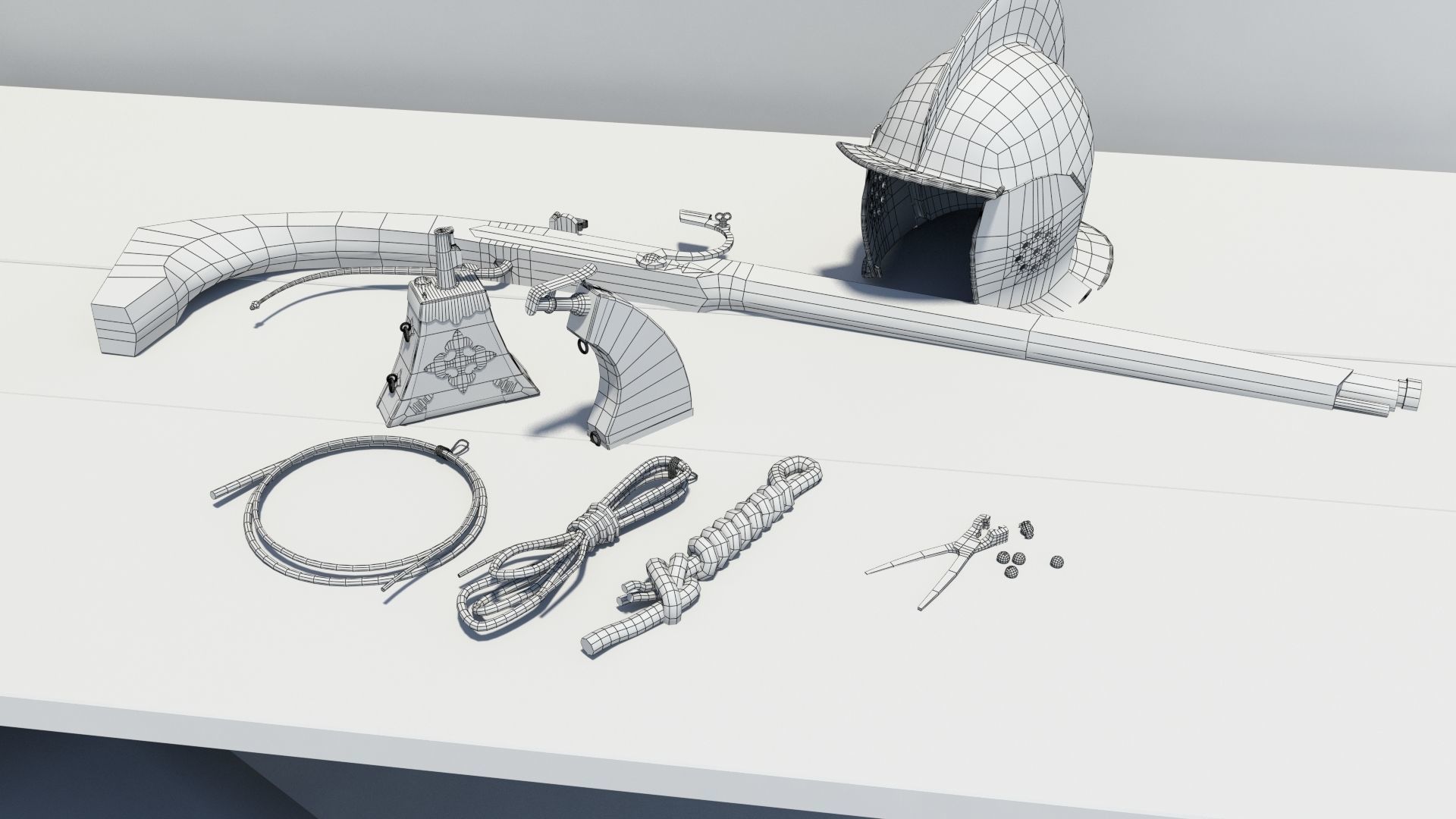 16th century Harquebusier equipment 3D Model Collection_4