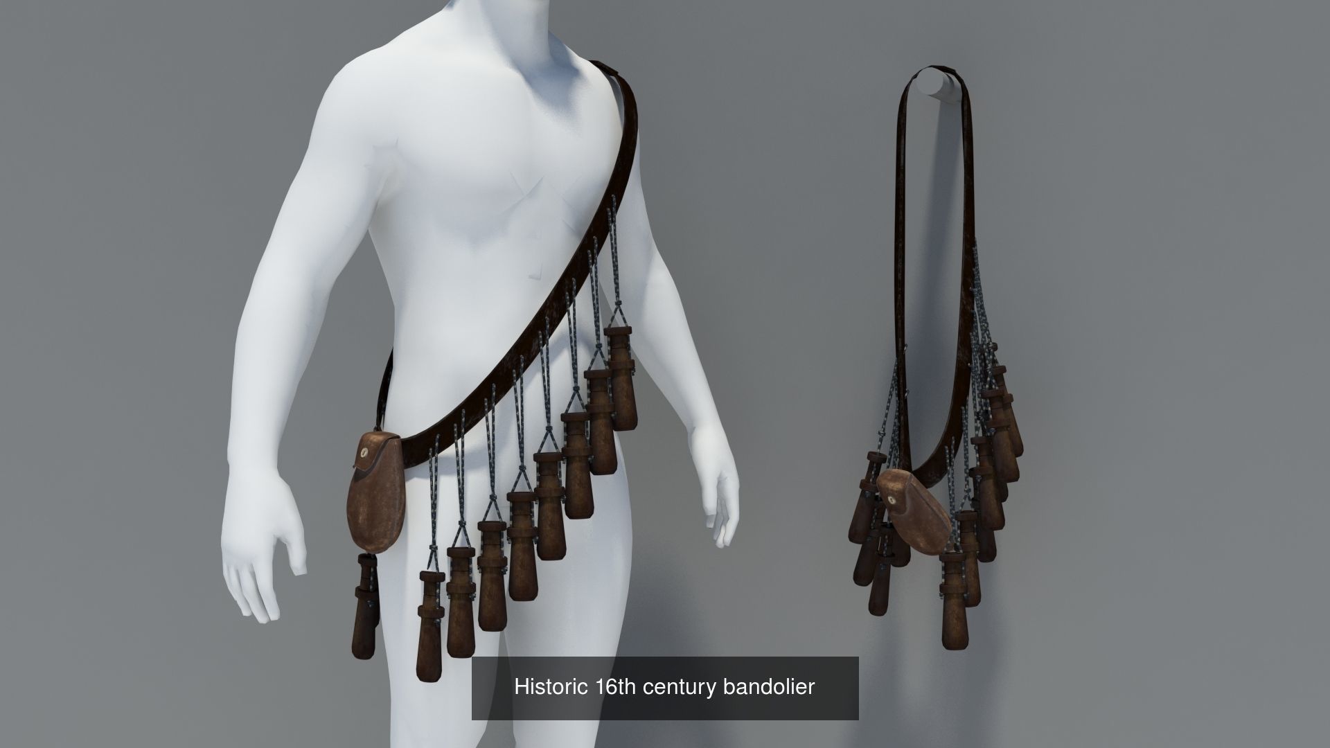 16th century Harquebusier equipment 3D Model Collection_5