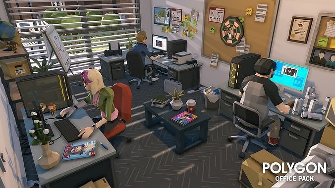 POLYGON - Office Low-poly 3D model 7