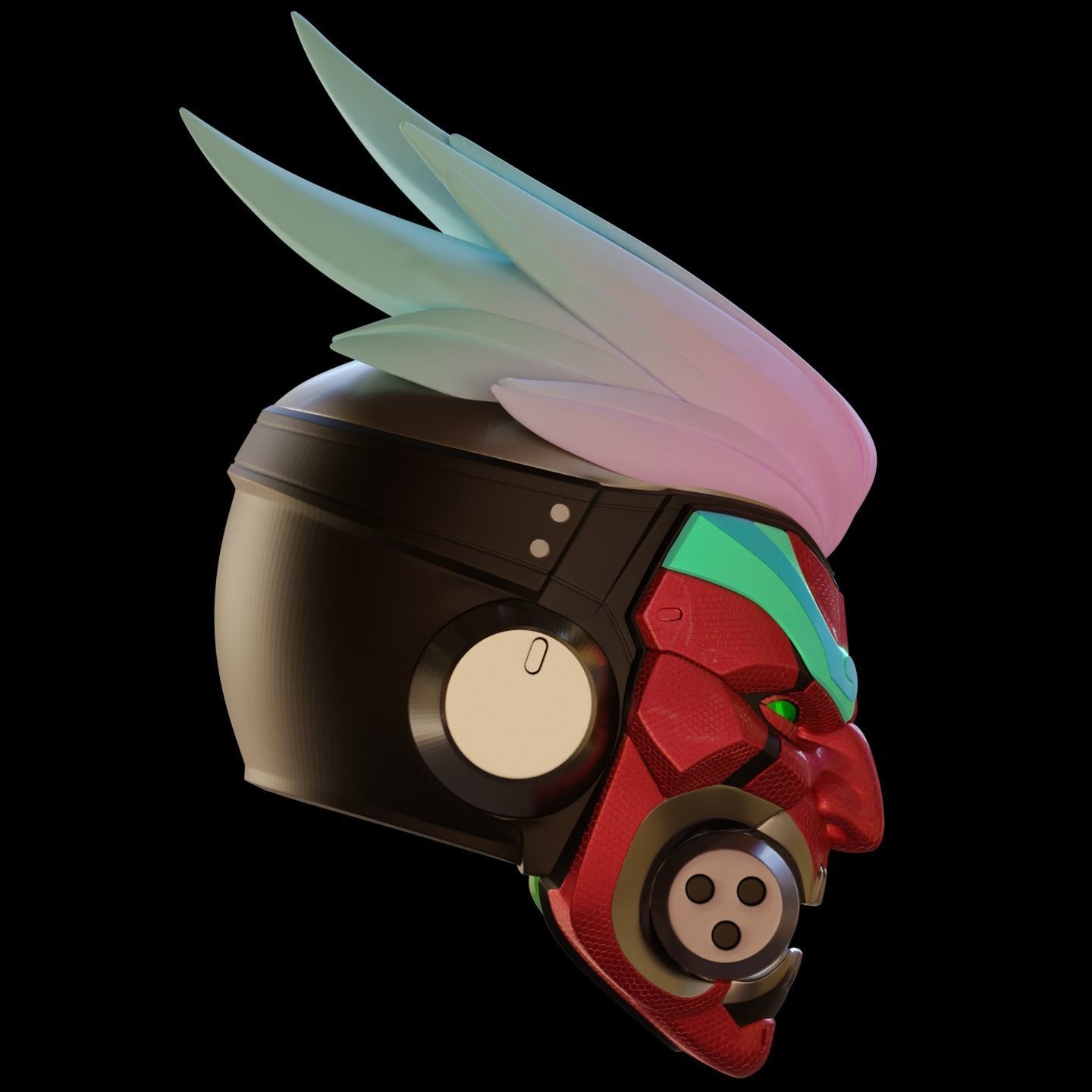 Overwatch 2 Cyberdemon Genji Motorized Helmet STL 3D print model_8