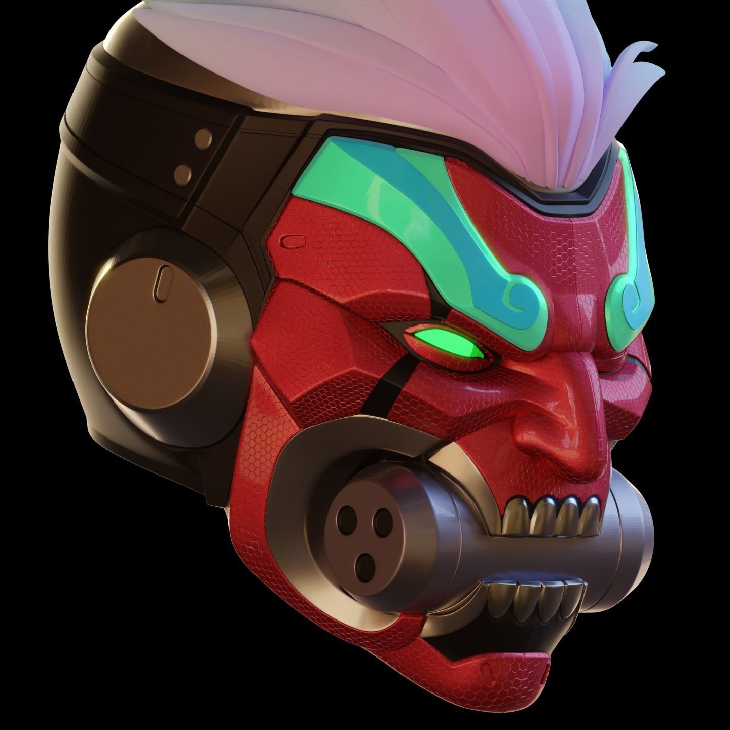 Overwatch 2 Cyberdemon Genji Motorized Helmet STL 3D print model_3
