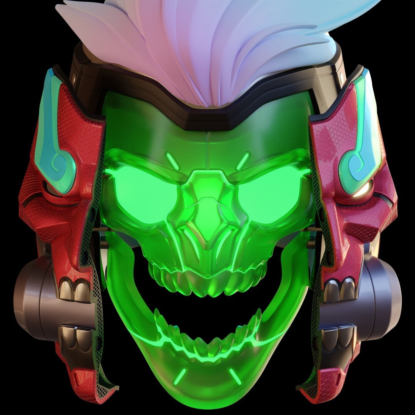 Overwatch 2 Cyberdemon Genji Motorized Helmet STL 3D print model_1
