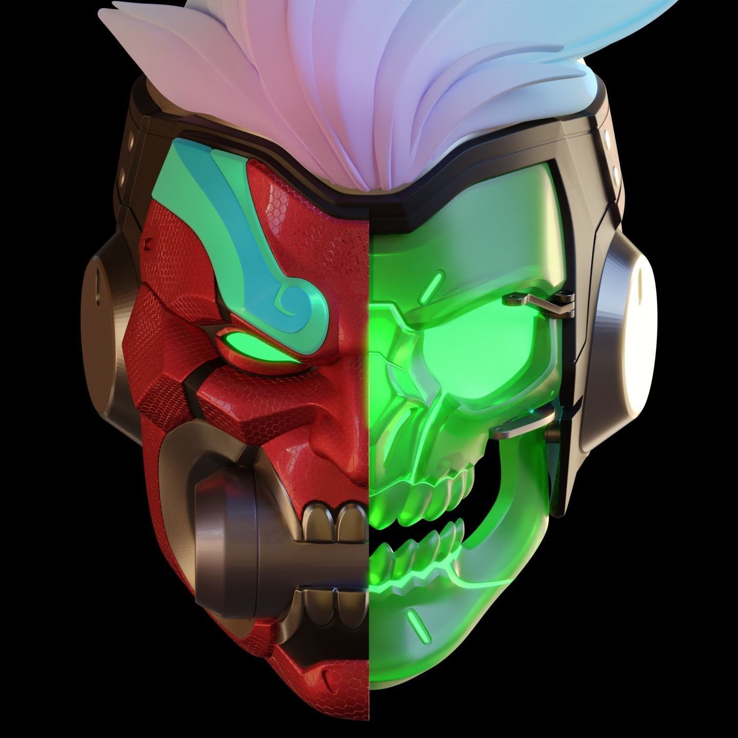 Overwatch 2 Cyberdemon Genji Motorized Helmet STL 3D print model_10