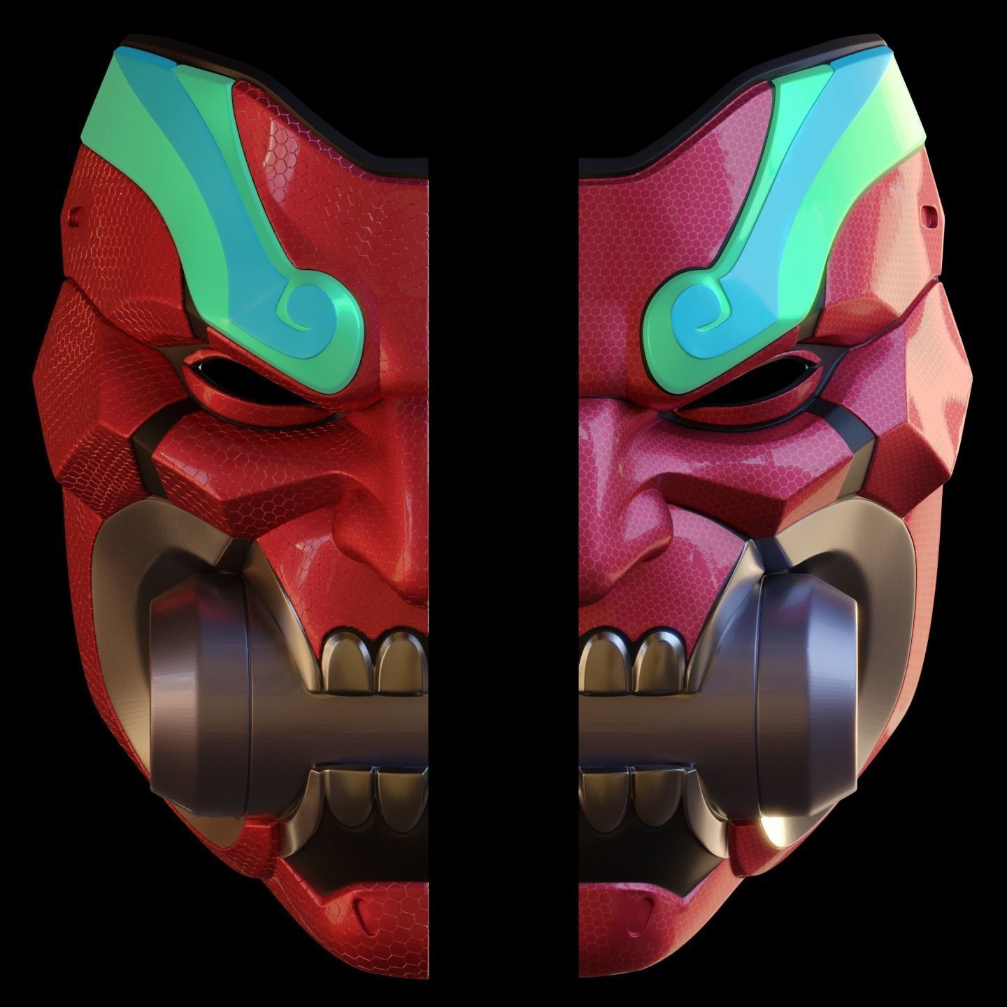 Overwatch 2 Cyberdemon Genji Motorized Helmet STL 3D print model_12