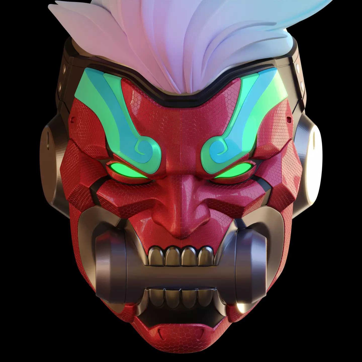 Overwatch 2 Cyberdemon Genji Motorized Helmet STL 3D print model_0