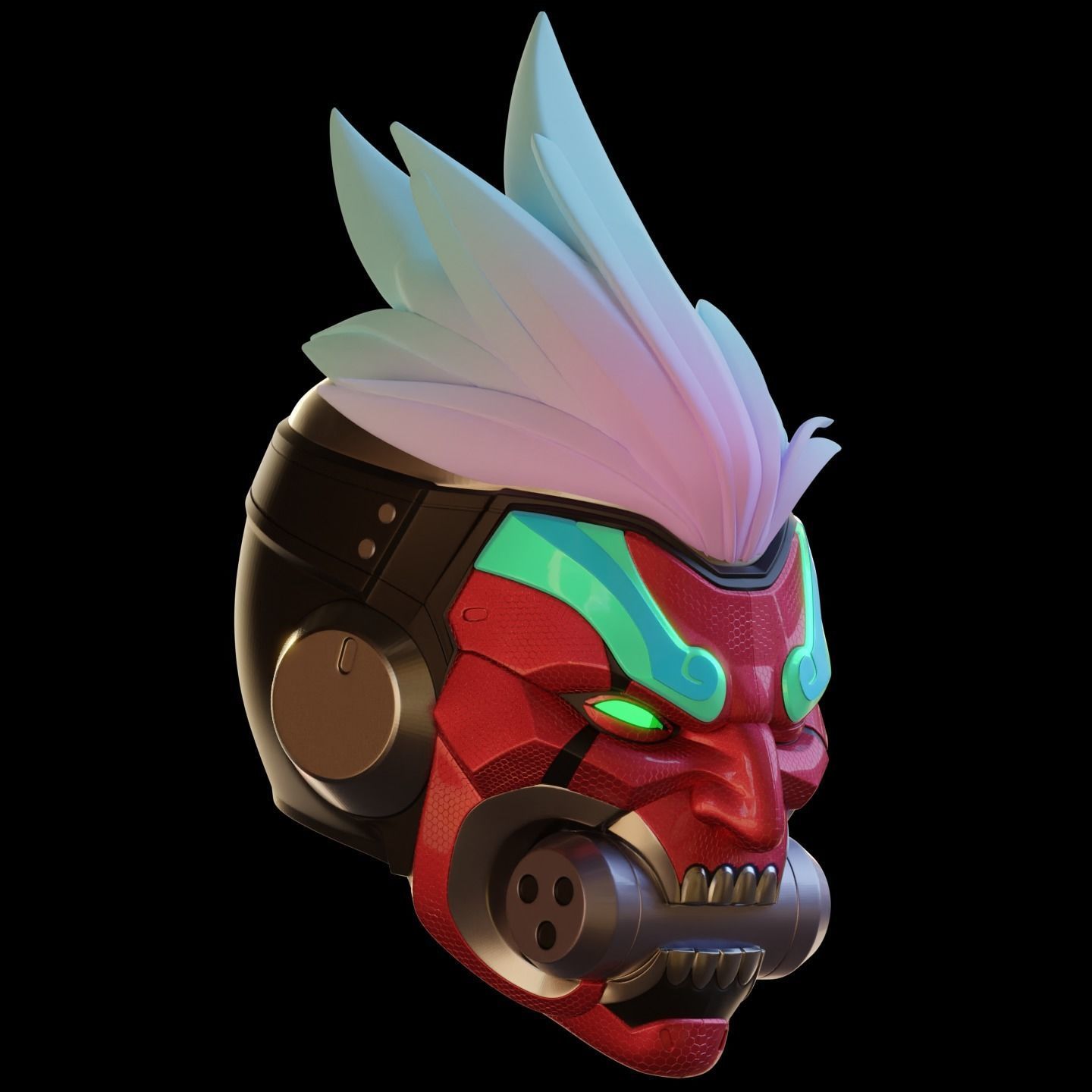 Overwatch 2 Cyberdemon Genji Motorized Helmet STL 3D print model_7