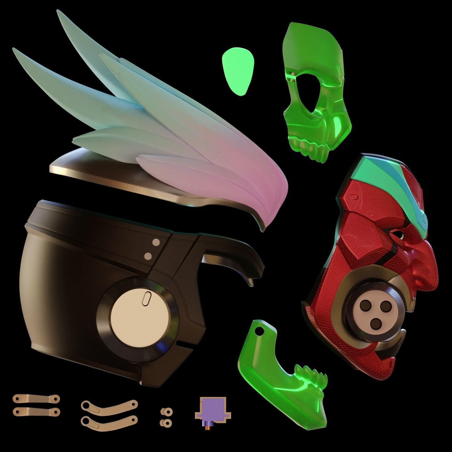 Overwatch 2 Cyberdemon Genji Motorized Helmet STL 3D print model_2