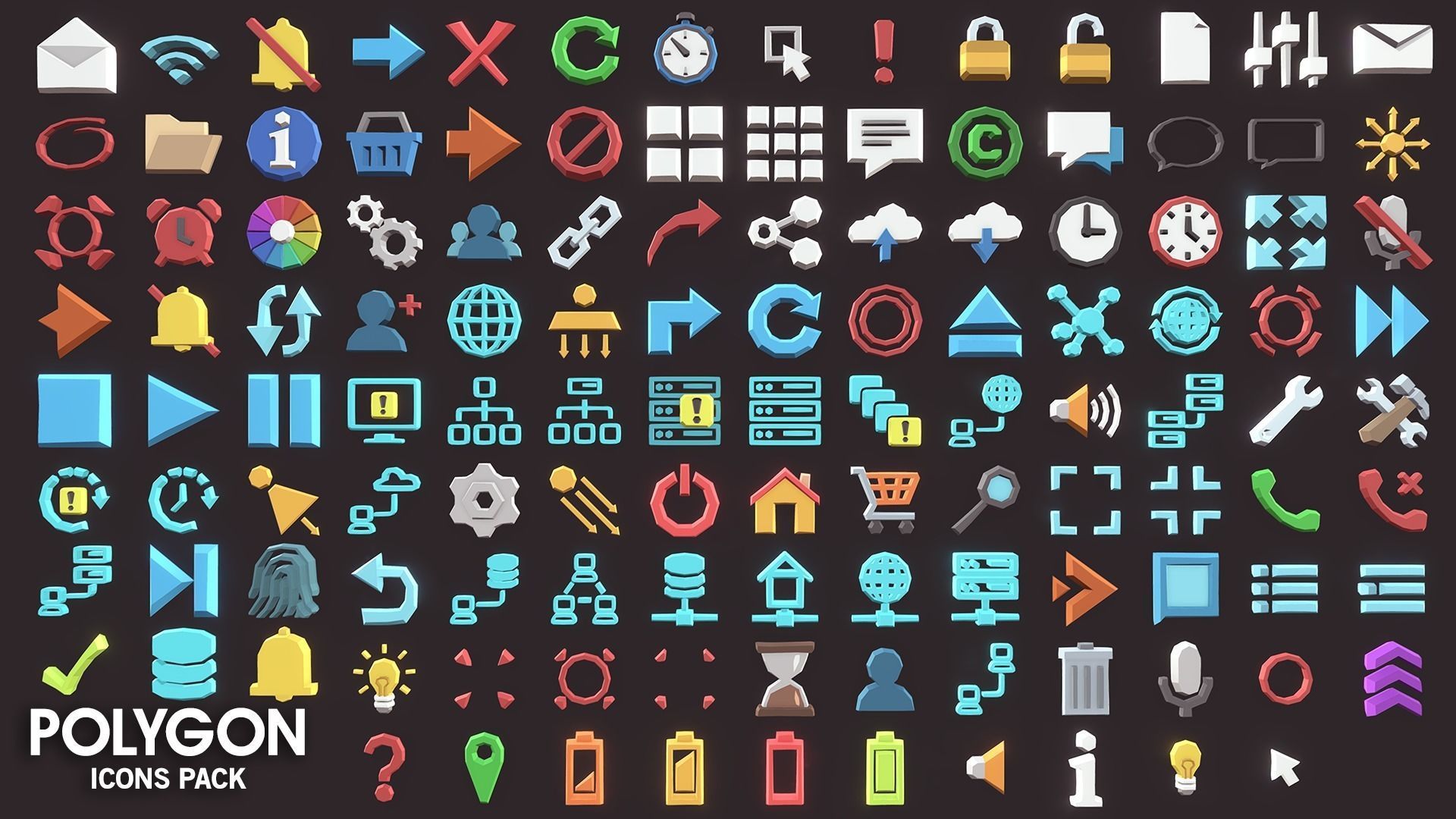 POLYGON - Icons Pack Low-poly 3D model_7