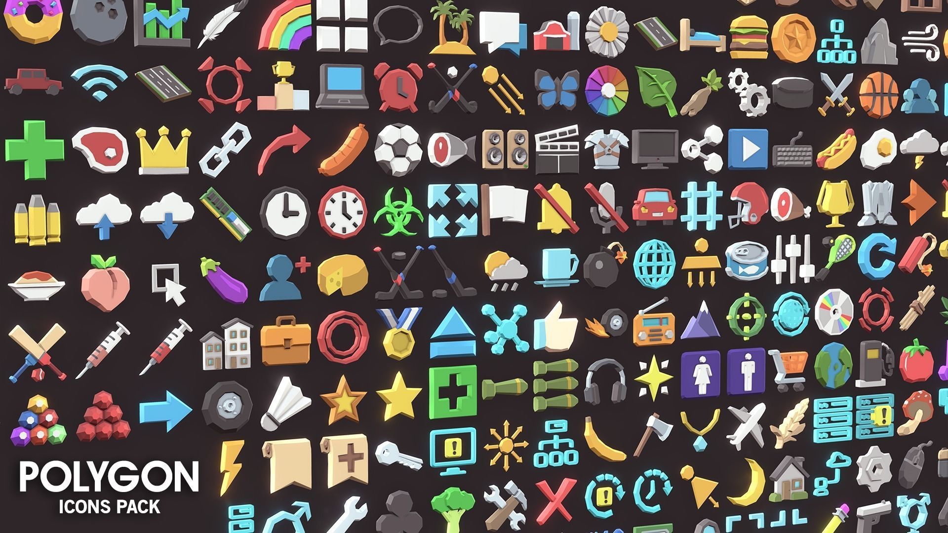 POLYGON - Icons Pack Low-poly 3D model_1