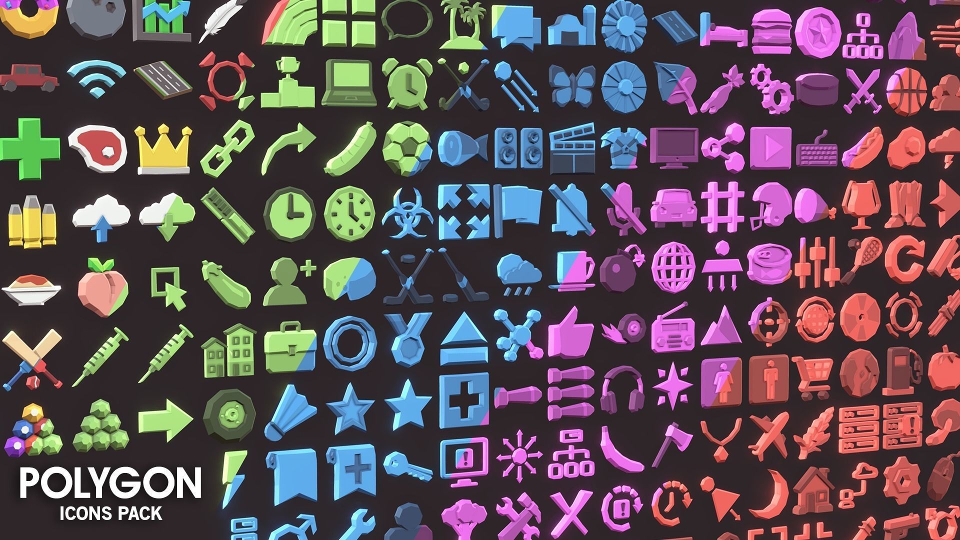POLYGON - Icons Pack Low-poly 3D model_8