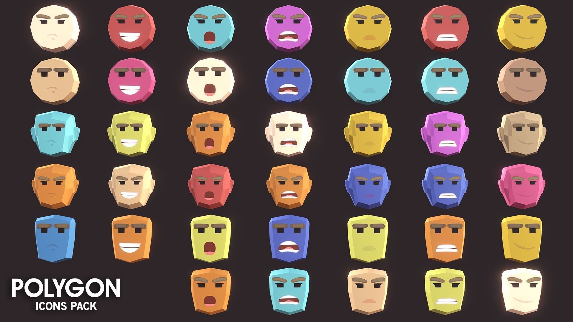 POLYGON - Icons Pack Low-poly 3D model_3