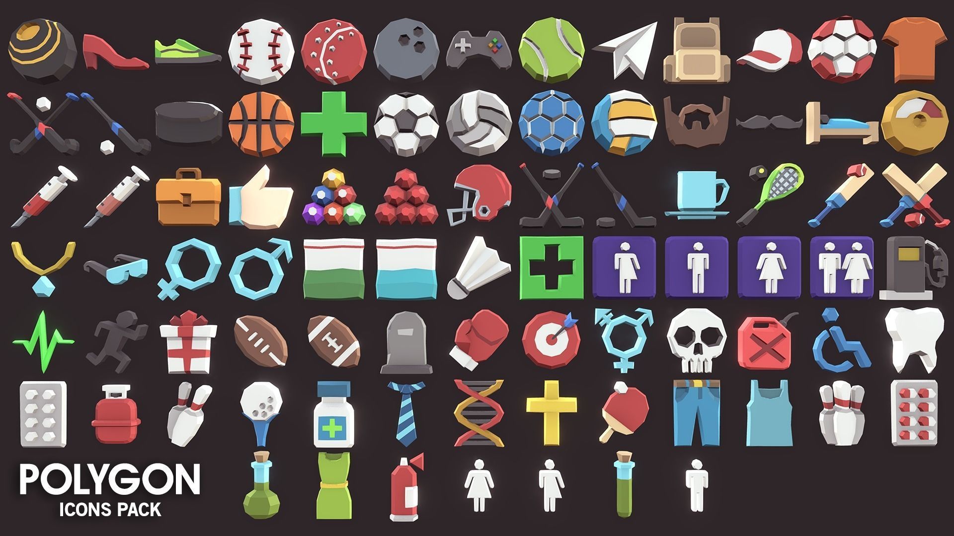 POLYGON - Icons Pack Low-poly 3D model_5