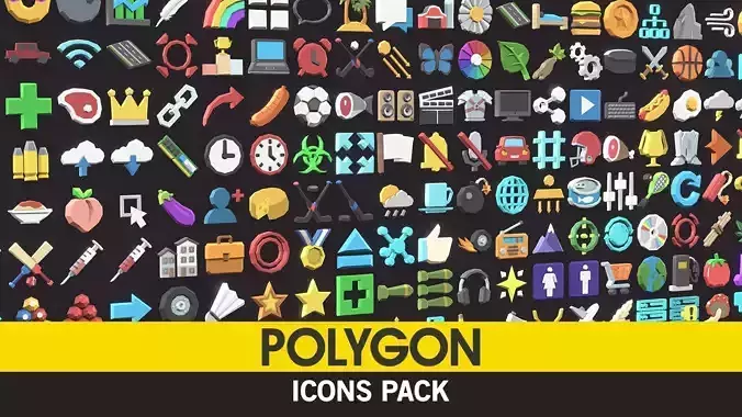 POLYGON - Icons Pack Low-poly 3D model