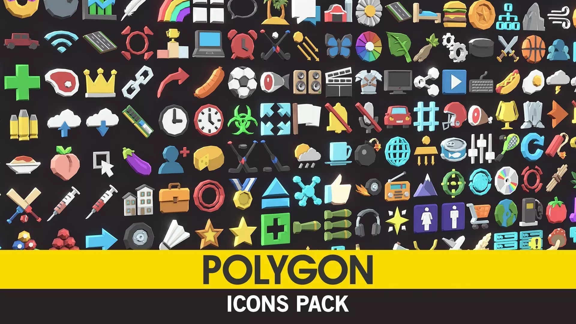 POLYGON - Icons Pack Low-poly 3D model_0