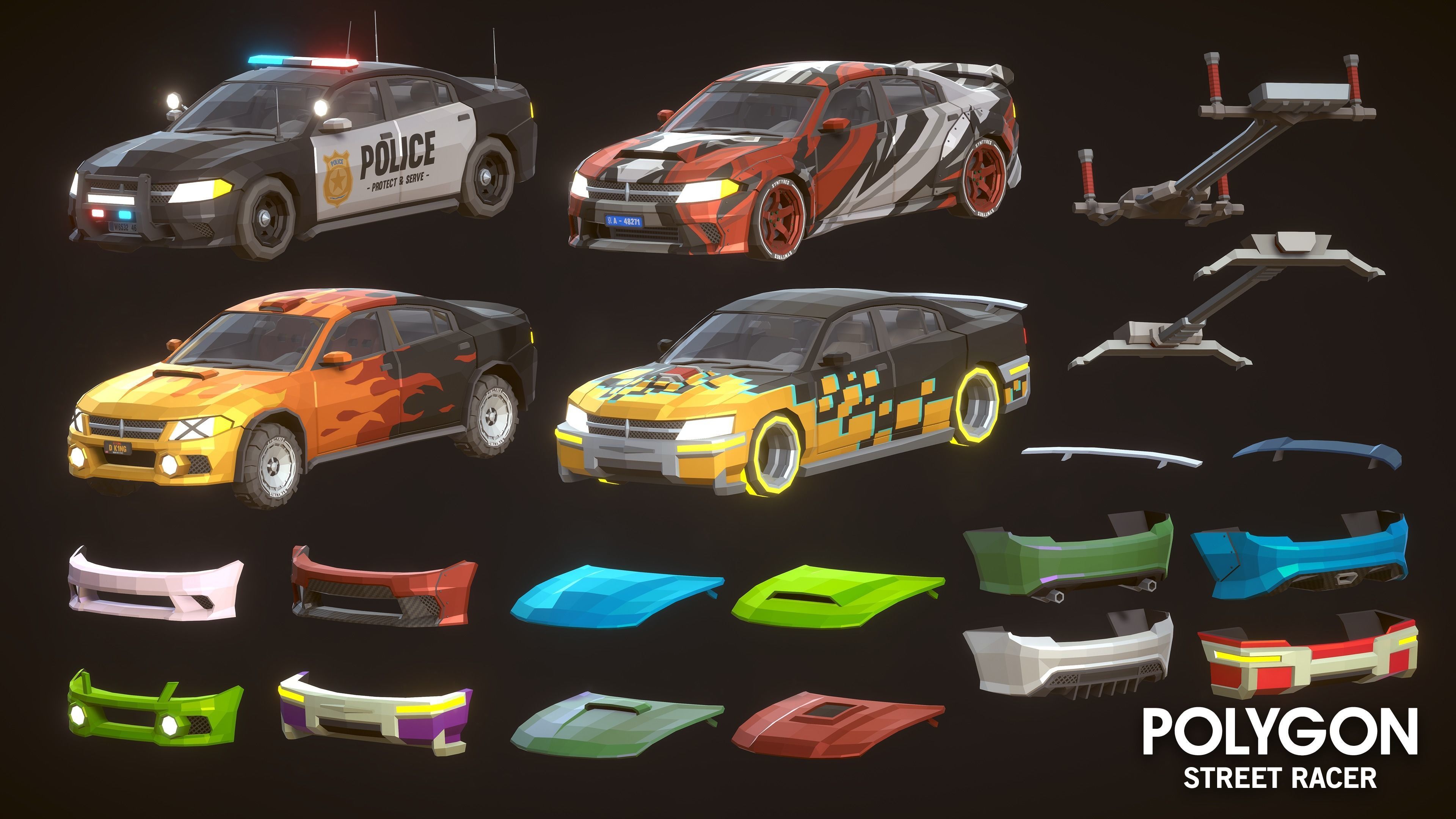 POLYGON - Street Racer Low-poly 3D model_23