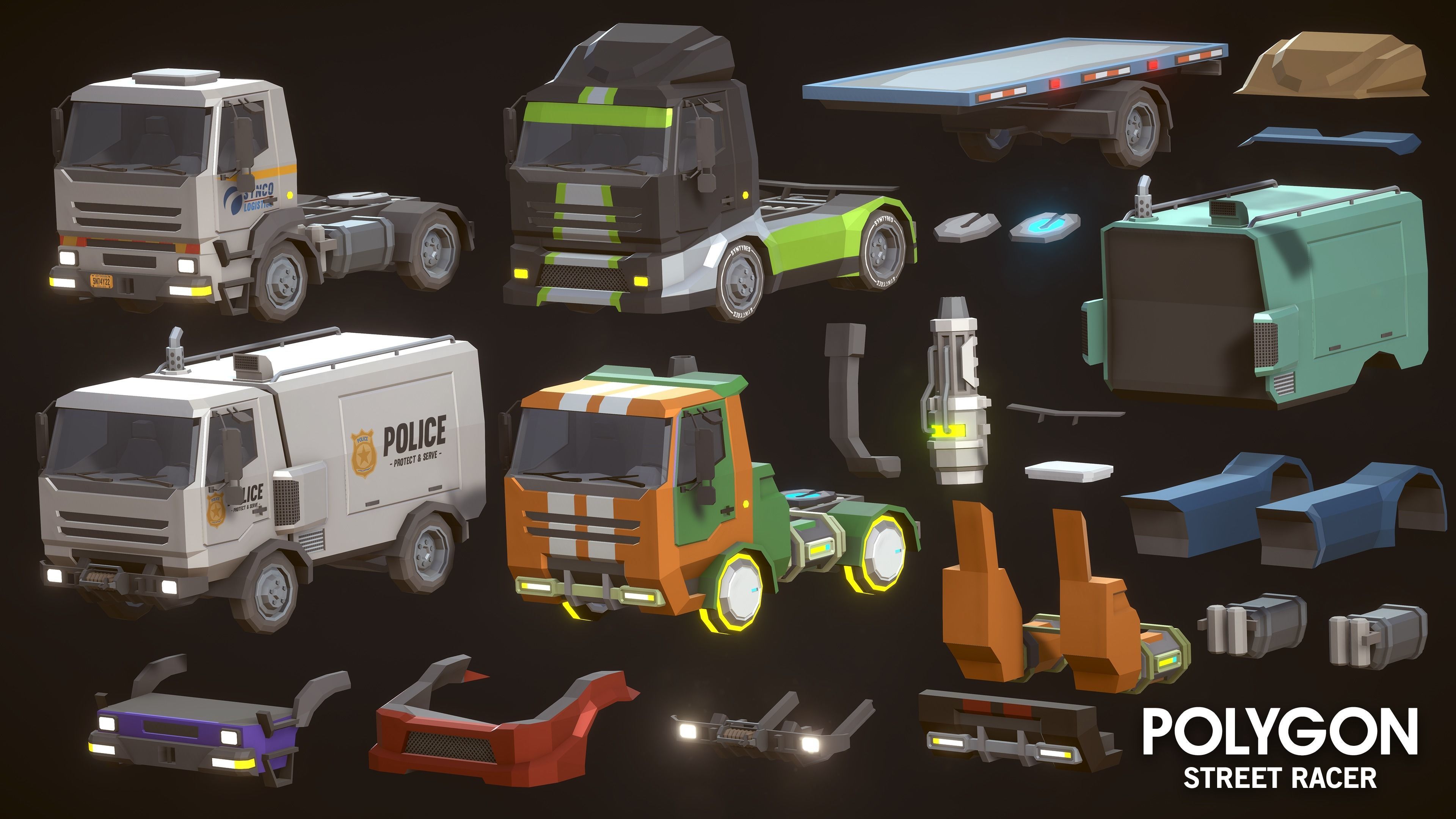 POLYGON - Street Racer Low-poly 3D model_29