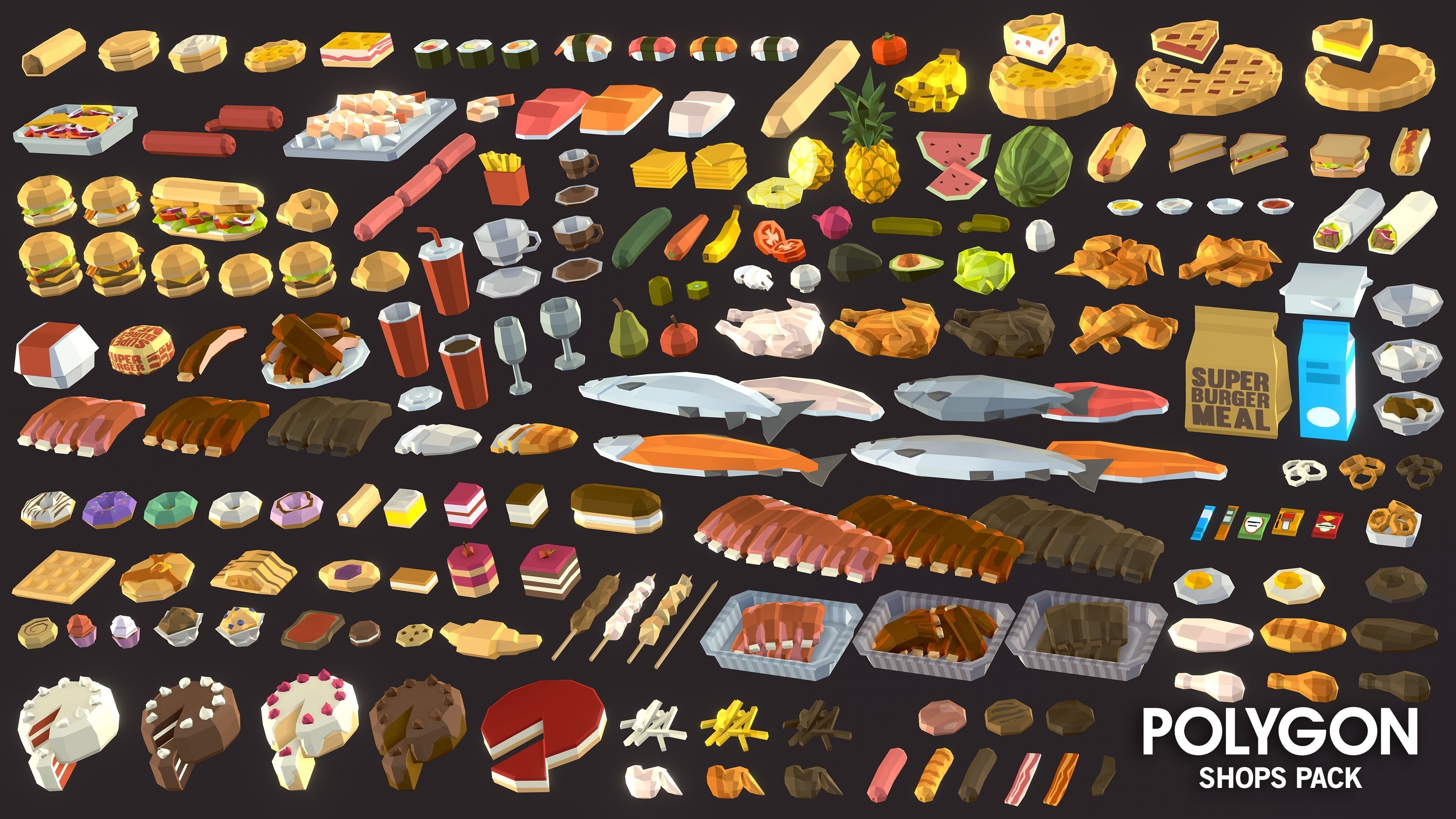 POLYGON - Shops Pack Low-poly 3D model_29