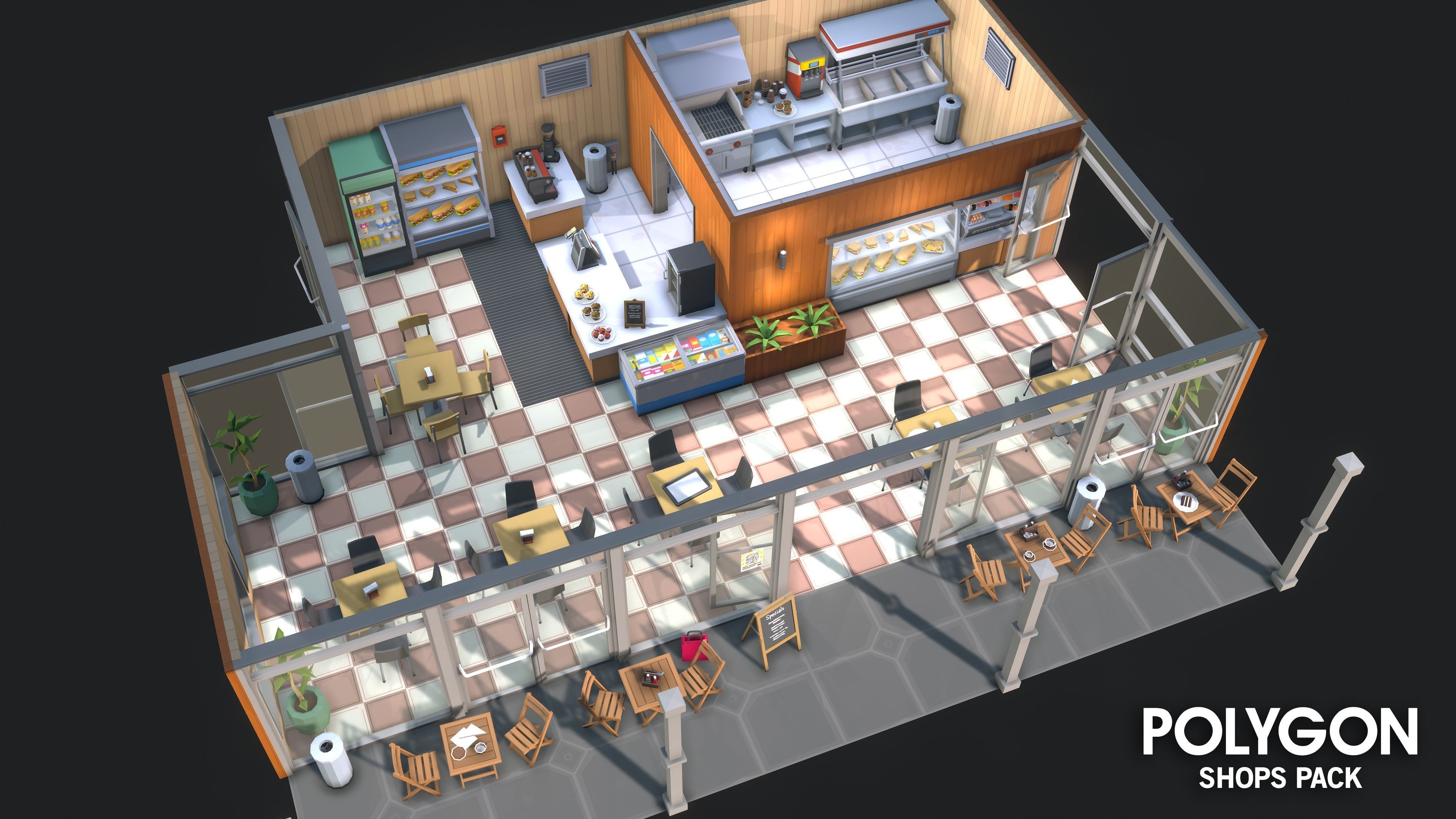 POLYGON - Shops Pack Low-poly 3D model_22