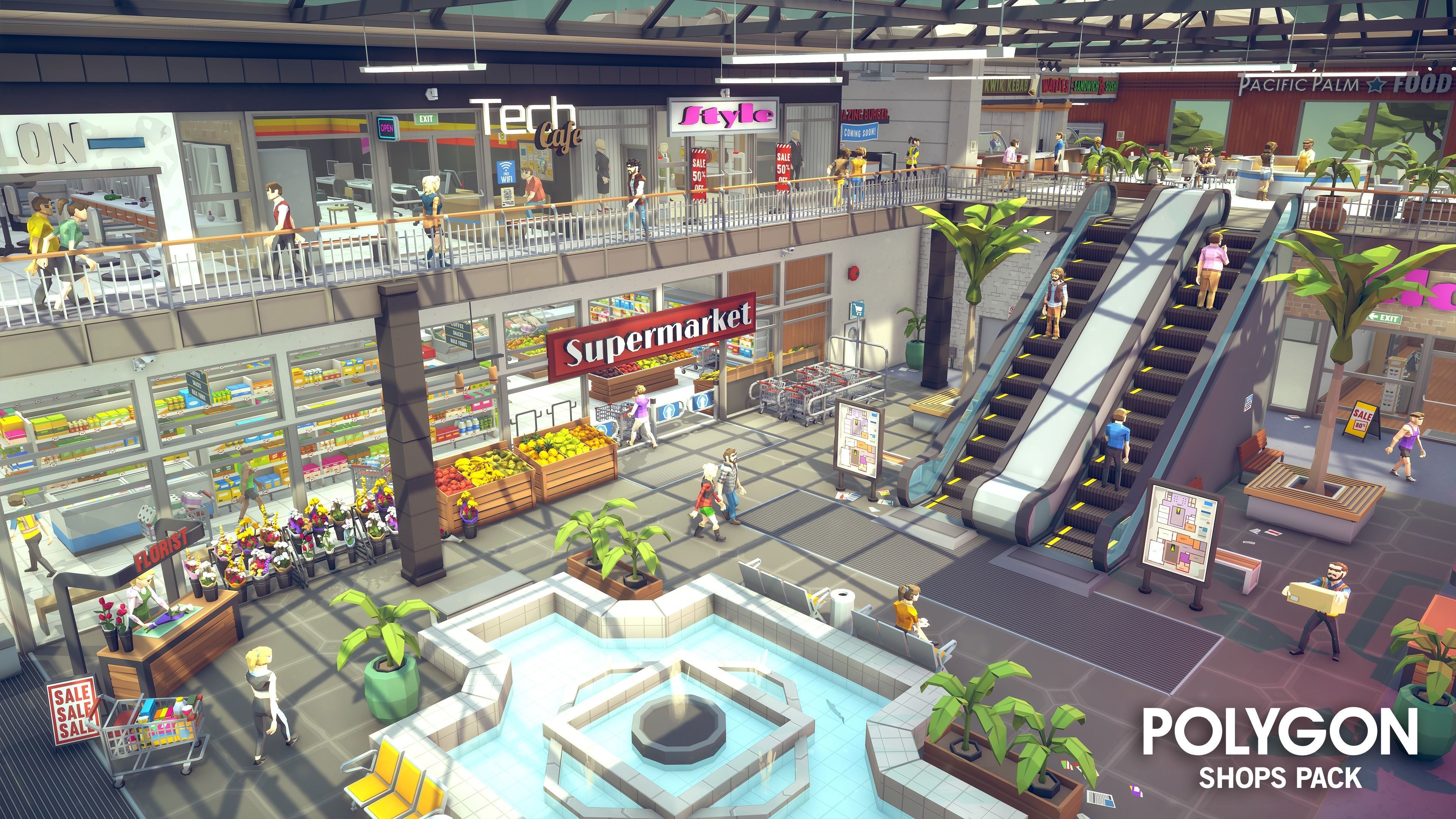 POLYGON - Shops Pack Low-poly 3D model_6