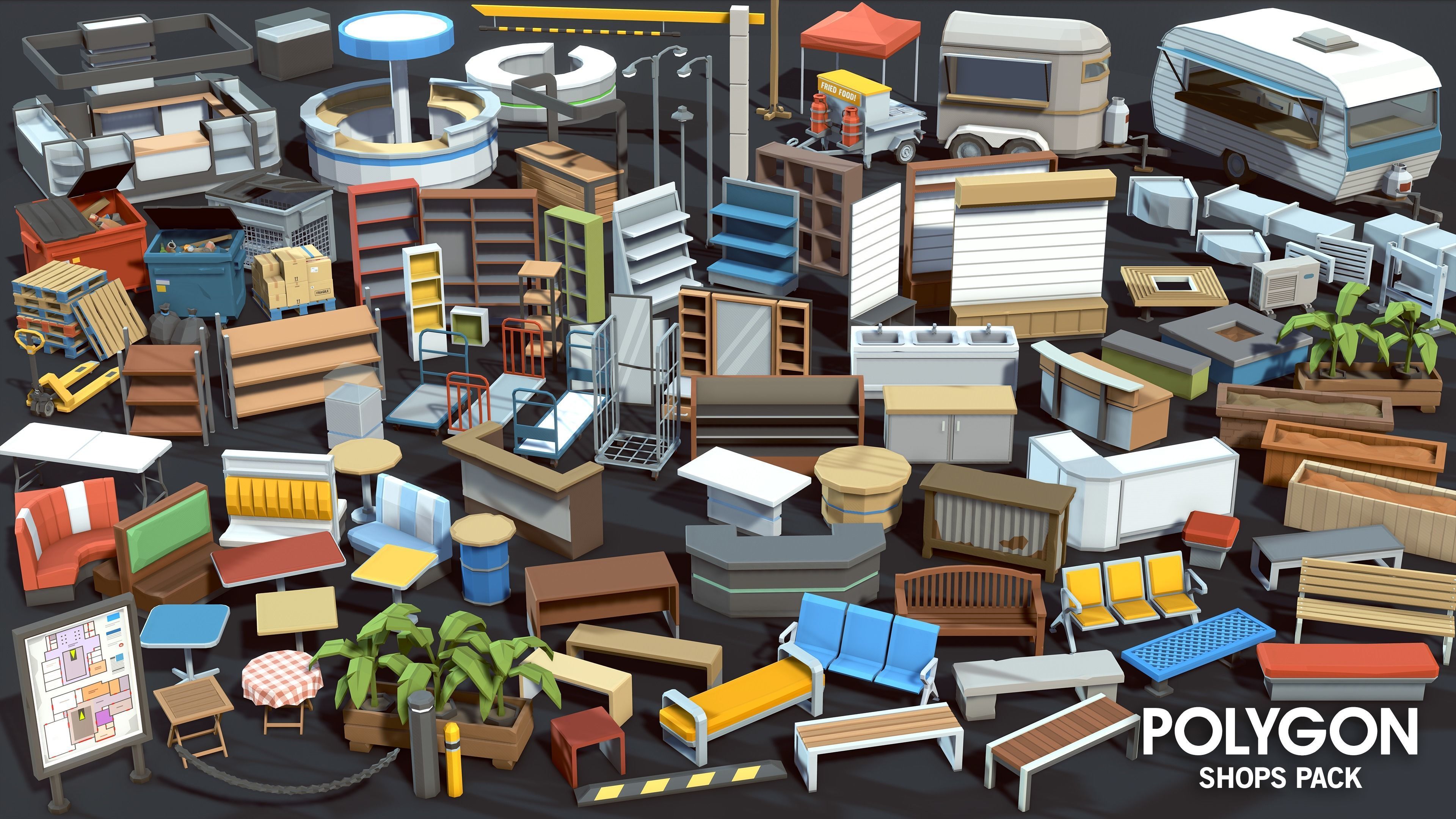 POLYGON - Shops Pack Low-poly 3D model_38