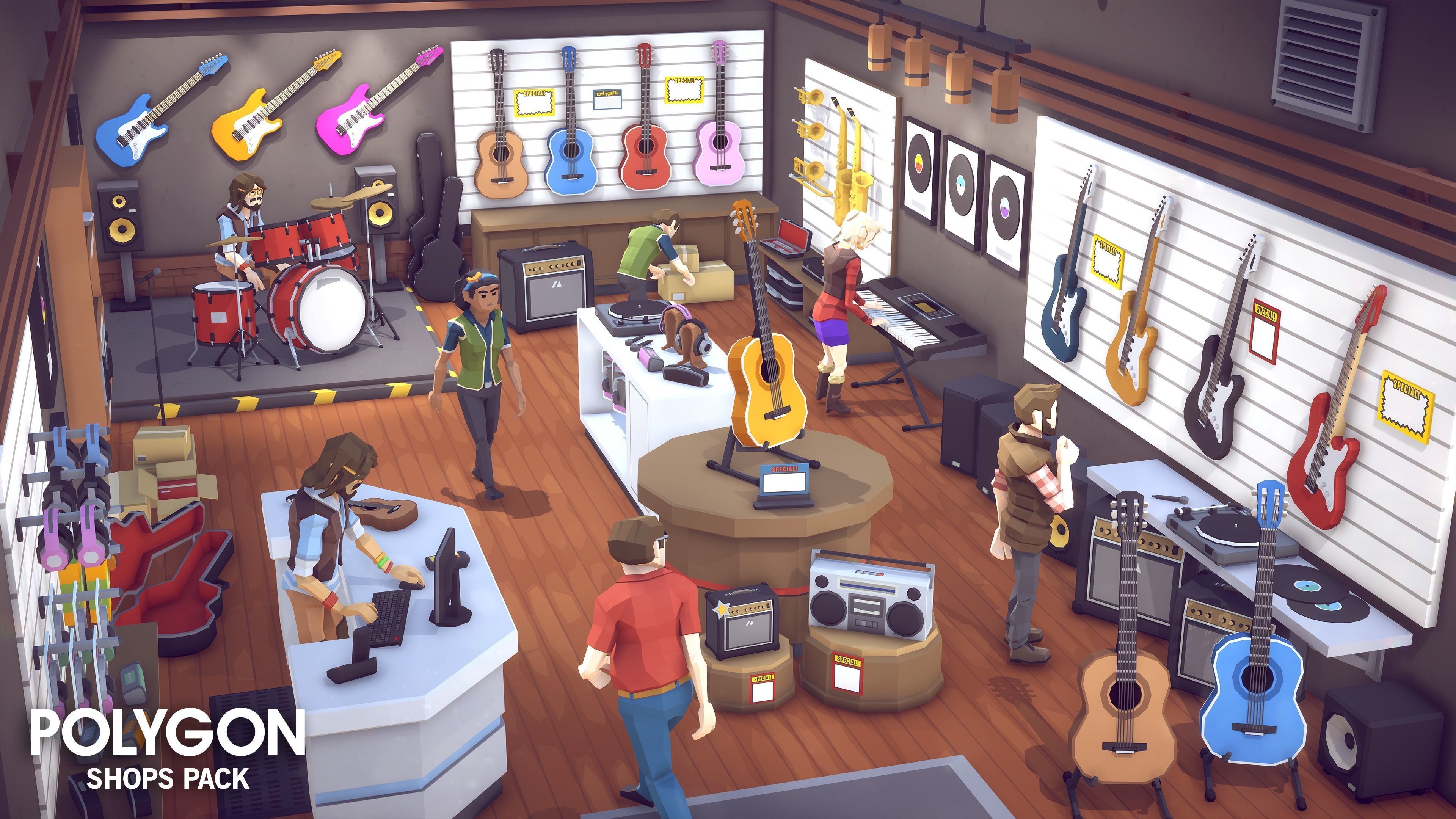 POLYGON - Shops Pack Low-poly 3D model_3