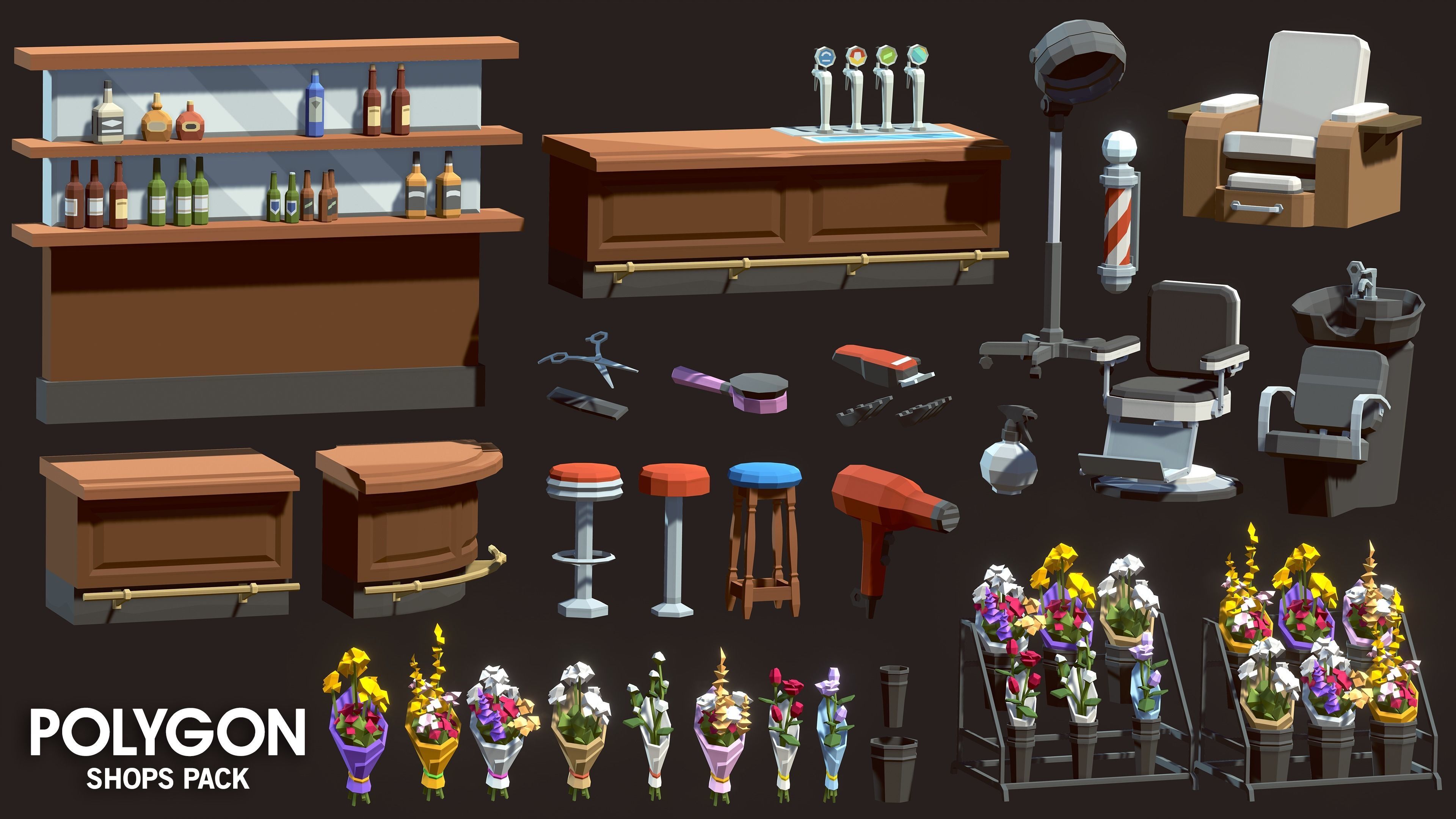 POLYGON - Shops Pack Low-poly 3D model_28