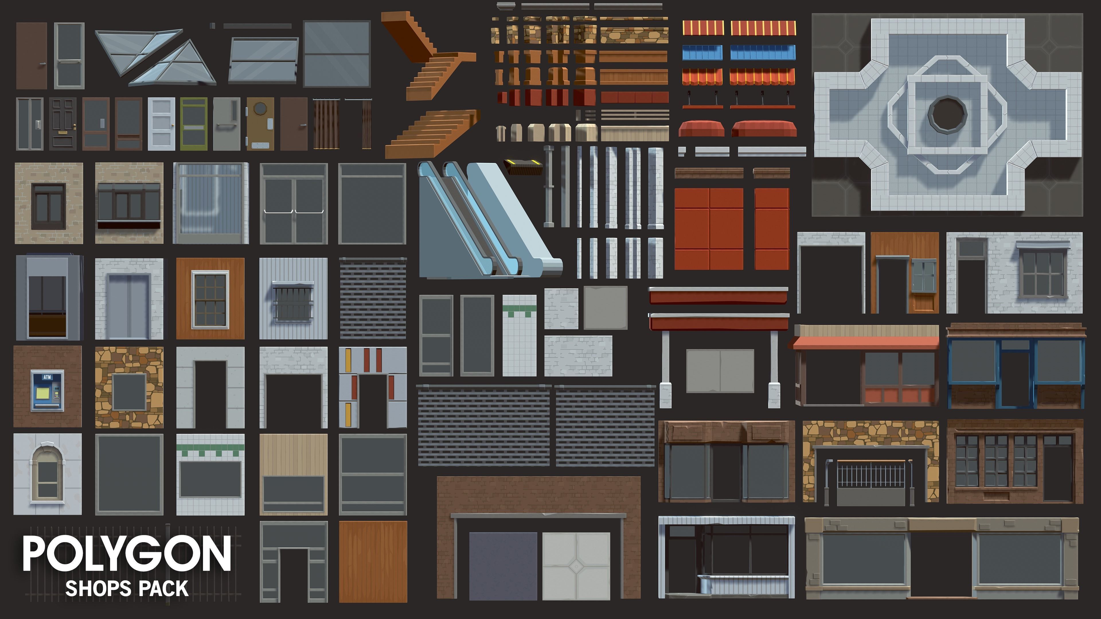 POLYGON - Shops Pack Low-poly 3D model_42