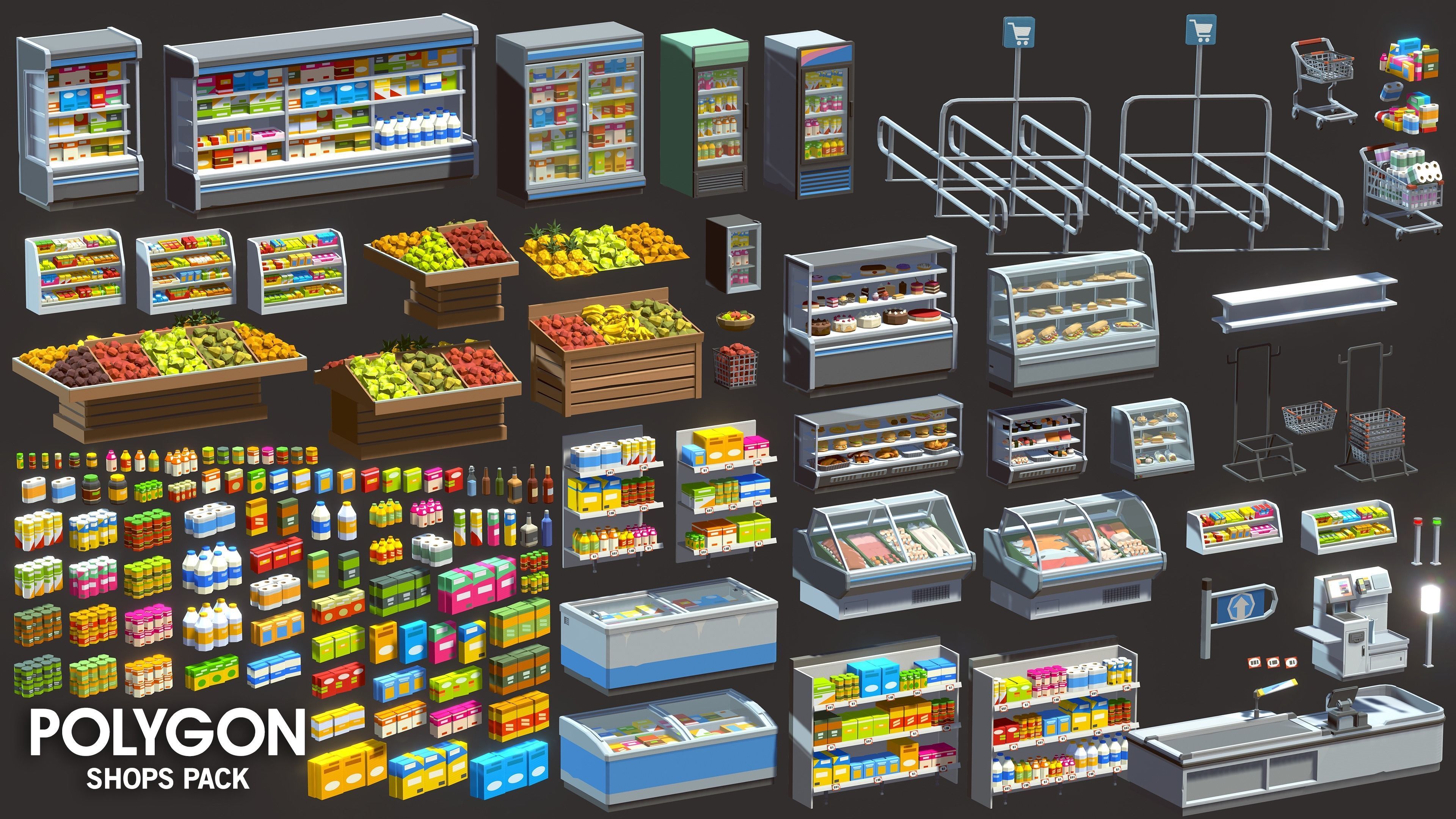 POLYGON - Shops Pack Low-poly 3D model_32