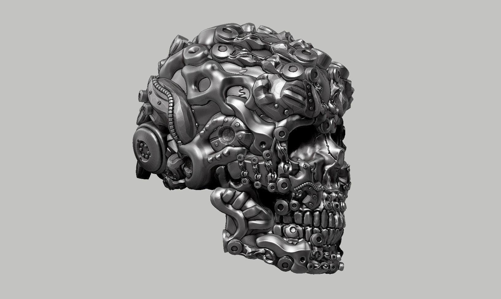 skull robot head a39 3D print model_2