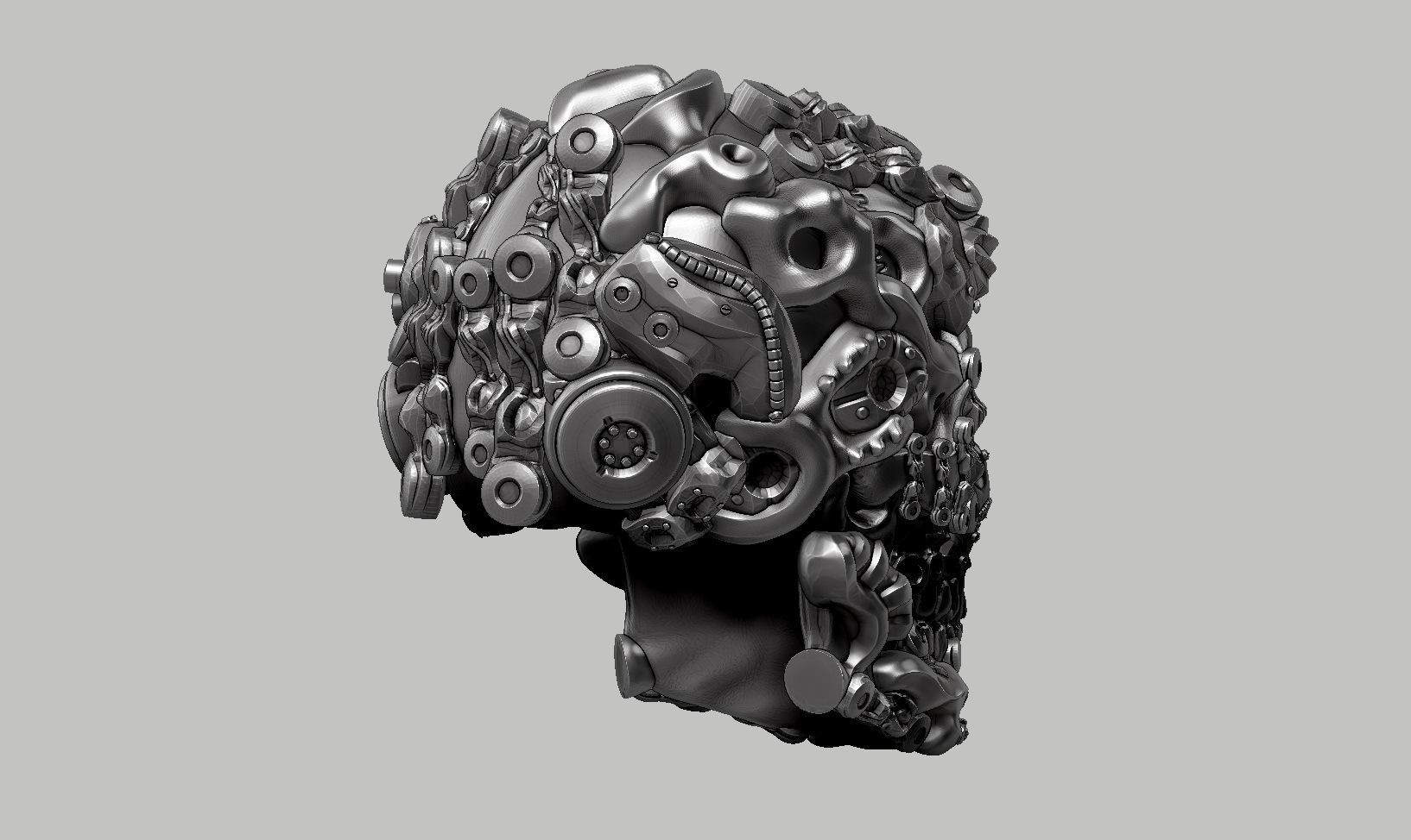 skull robot head a39 3D print model_4