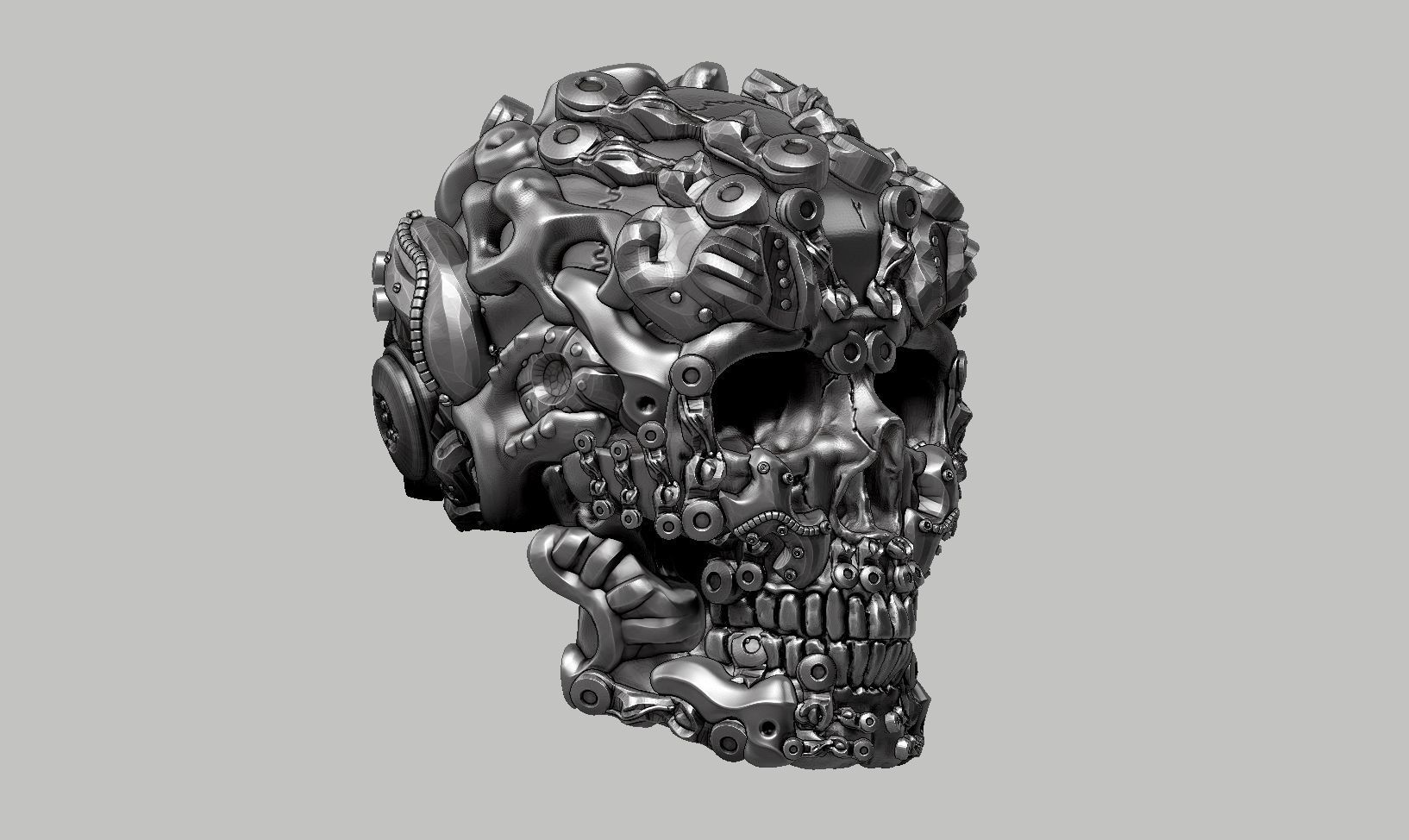 skull robot head a39 3D print model_1